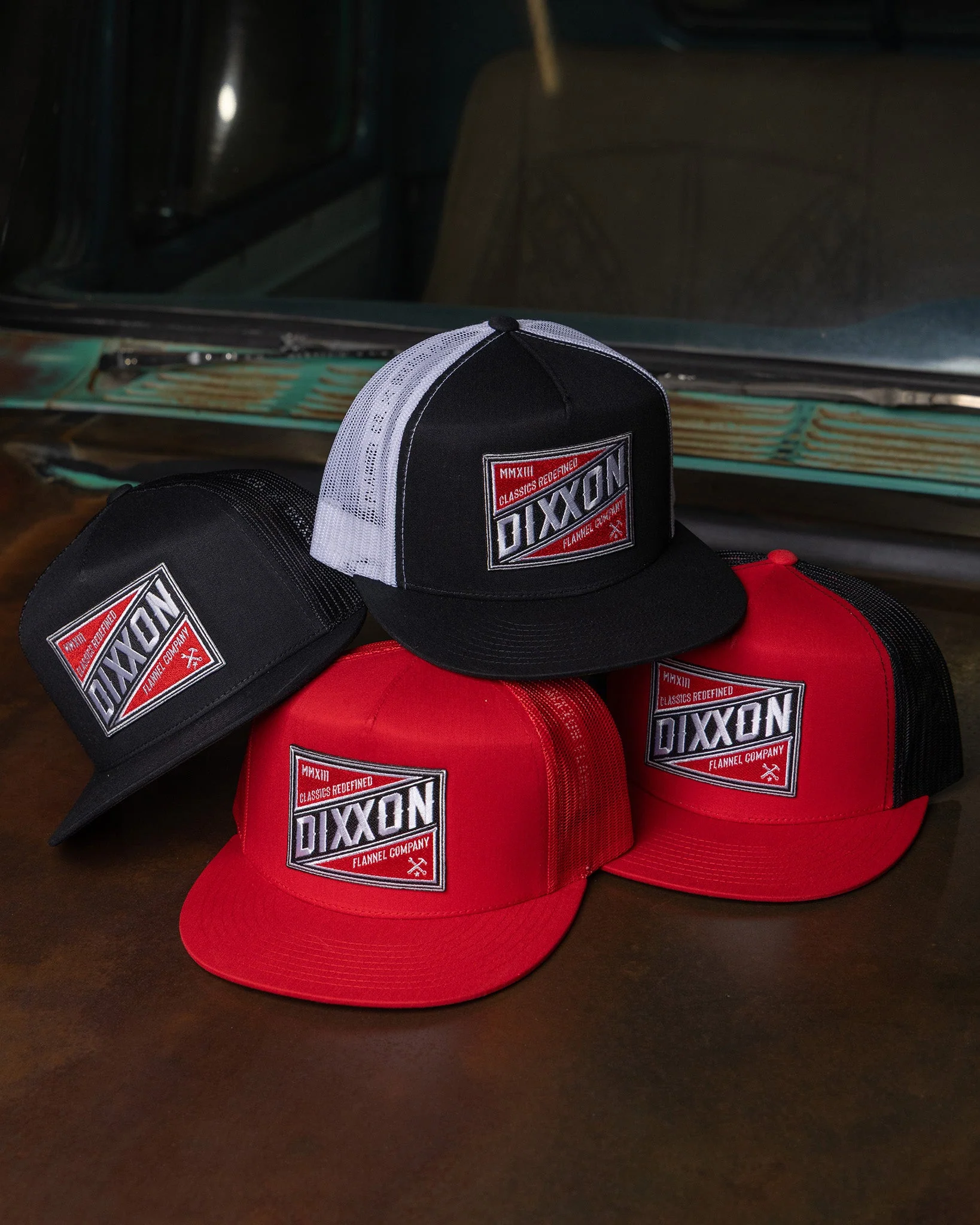 Classics Redefined Flat Bill Trucker Snapback - Red, White, & Black