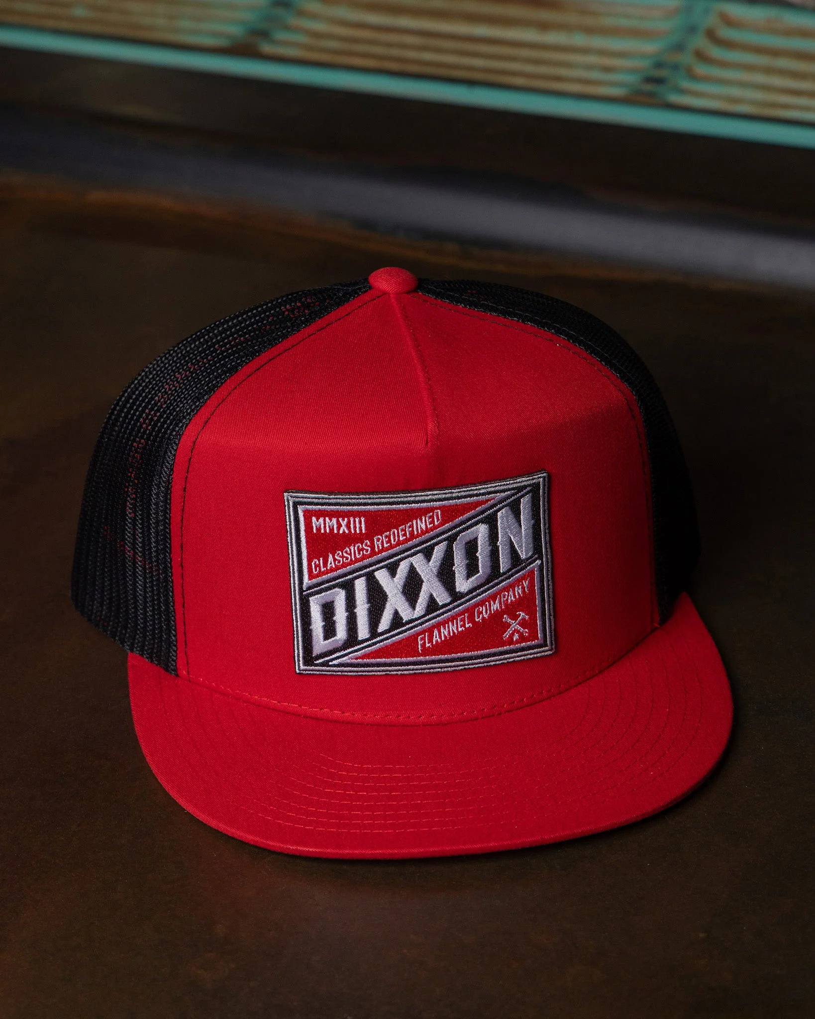 Classics Redefined Flat Bill Trucker Snapback - Red, White, & Black
