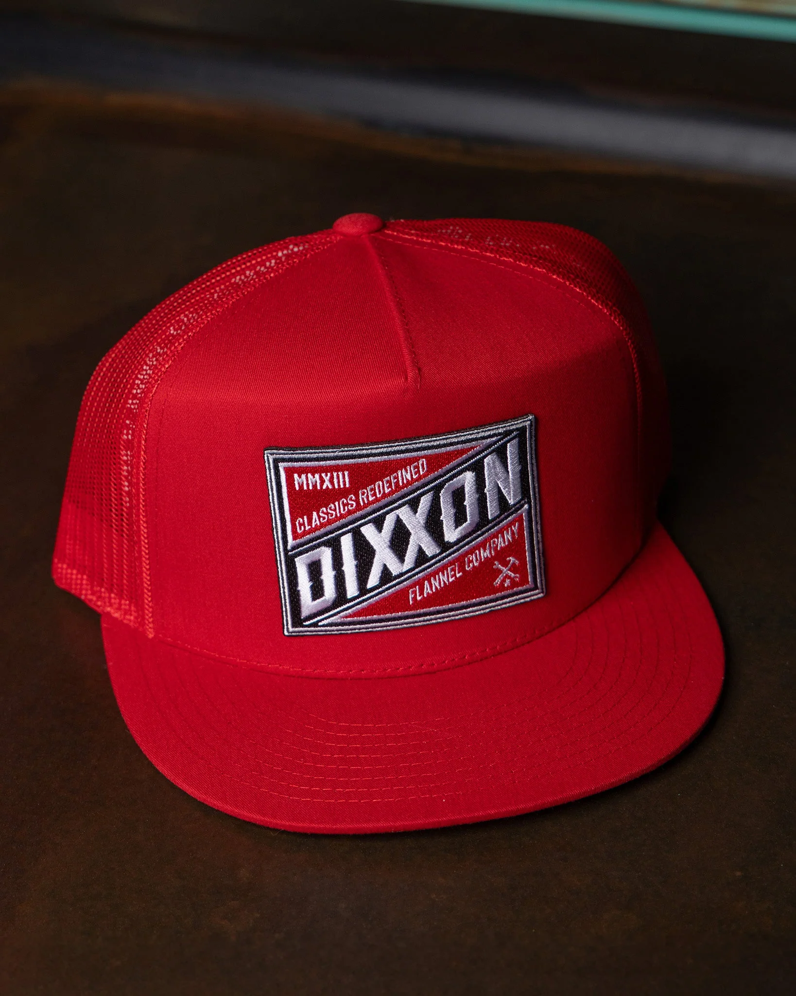 Classics Redefined Flat Bill Trucker Snapback - Red, White, & Black 5 Classics Redefined Flat Bill Trucker Snapback - Red, White, & Black