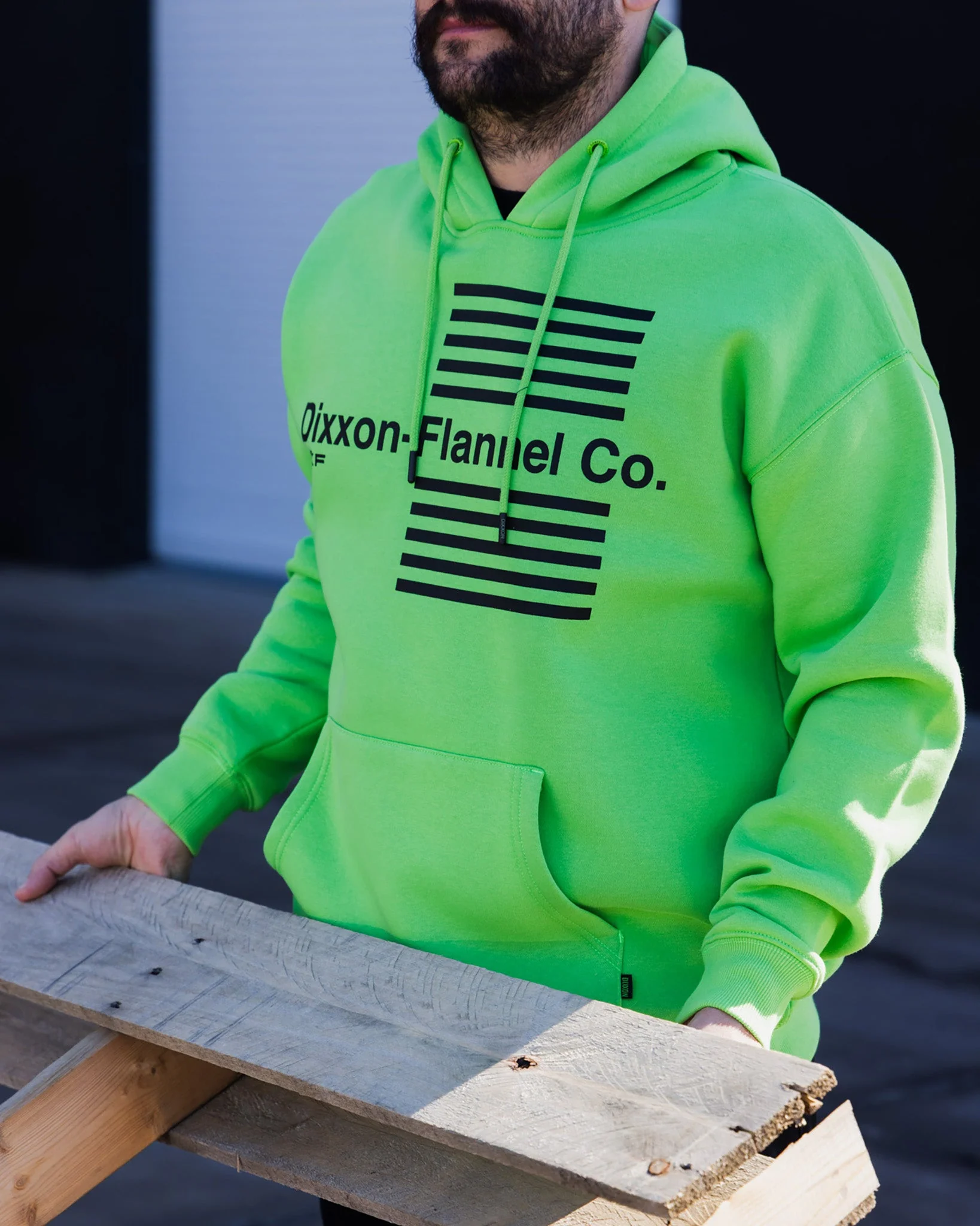 Black Streamline Pullover Hoodie - Safety Green