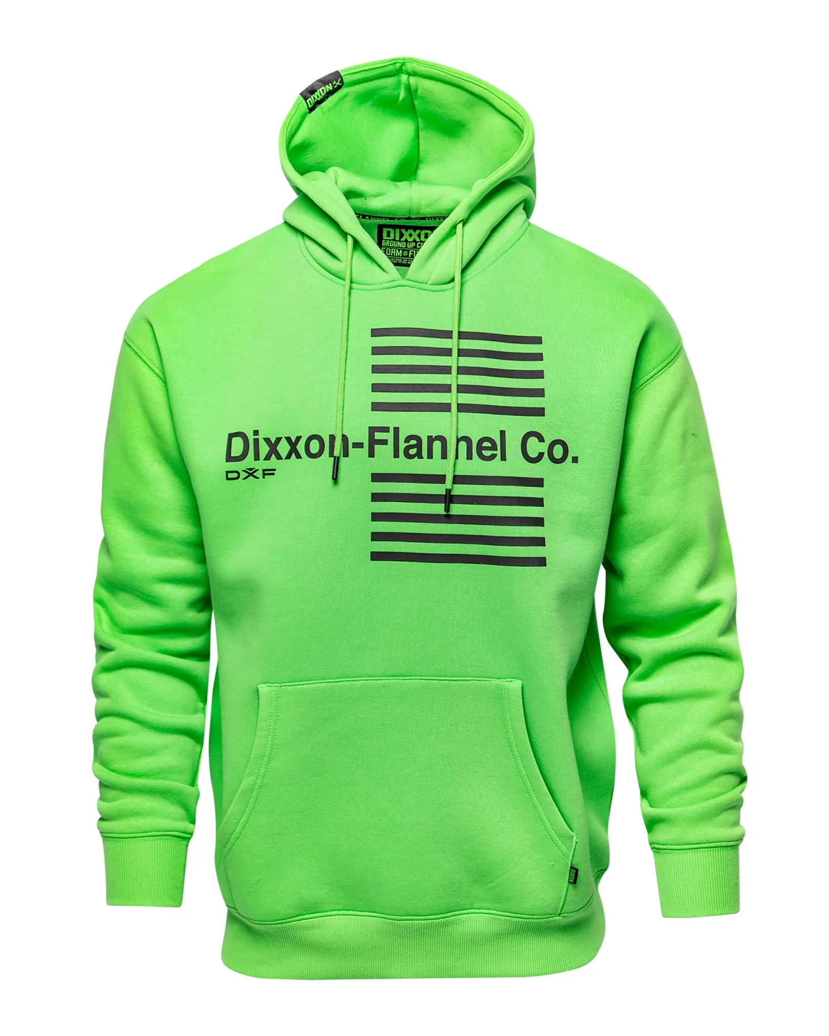 Black Streamline Pullover Hoodie - Safety Green