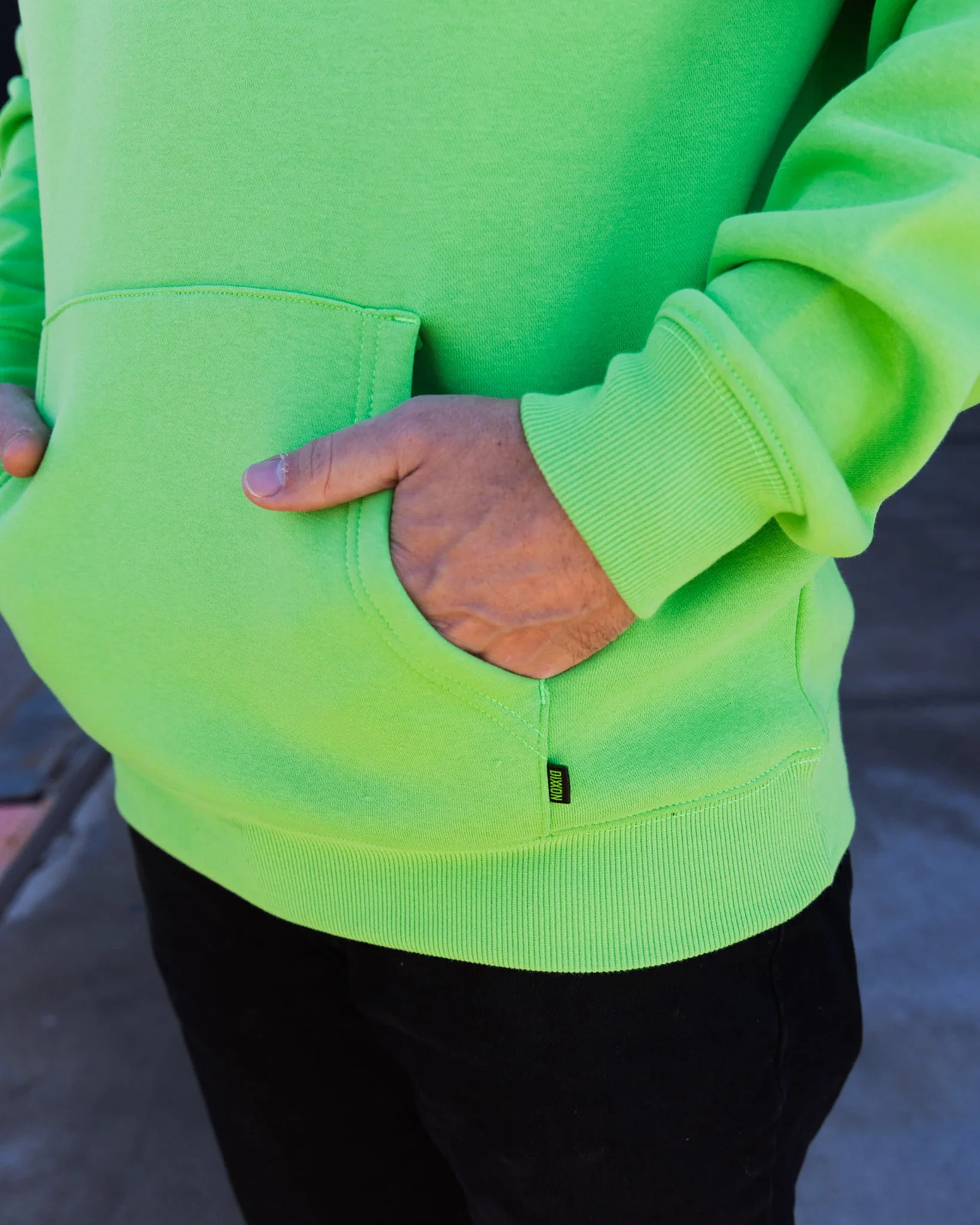 Black Streamline Pullover Hoodie - Safety Green