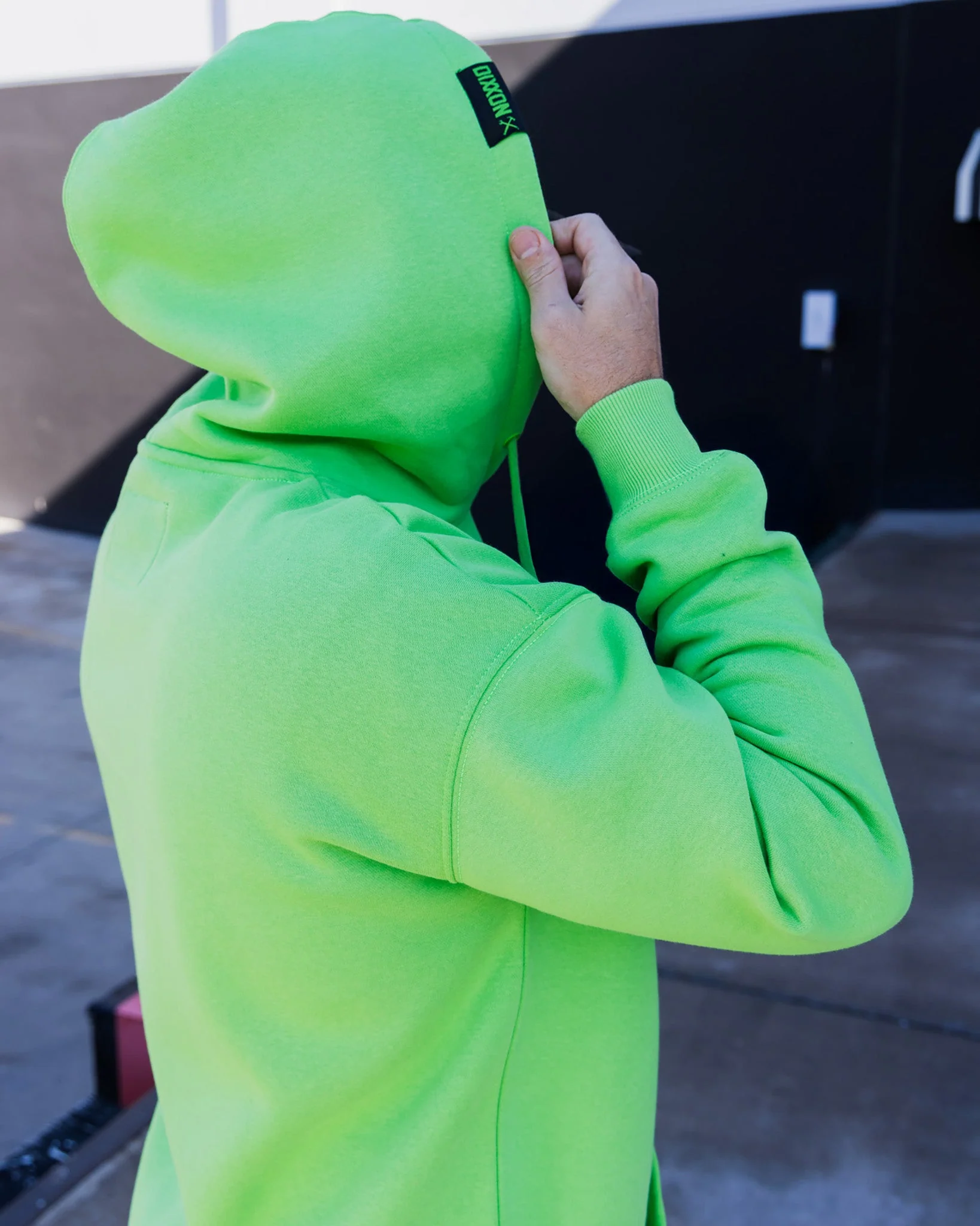 Black Streamline Pullover Hoodie - Safety Green