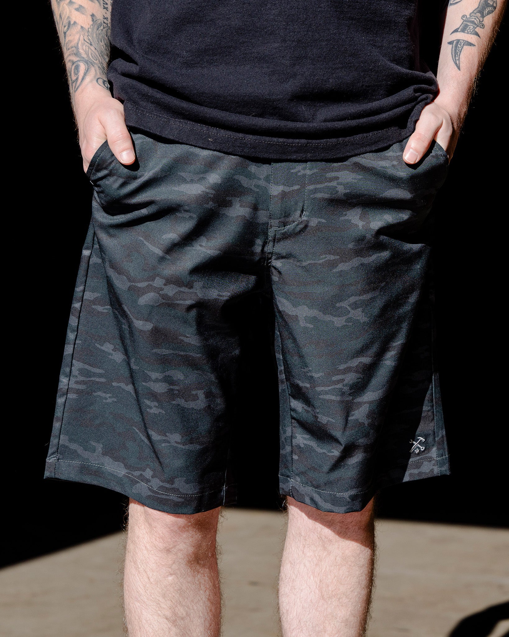 Hybrid Shorts - Black Woodland
