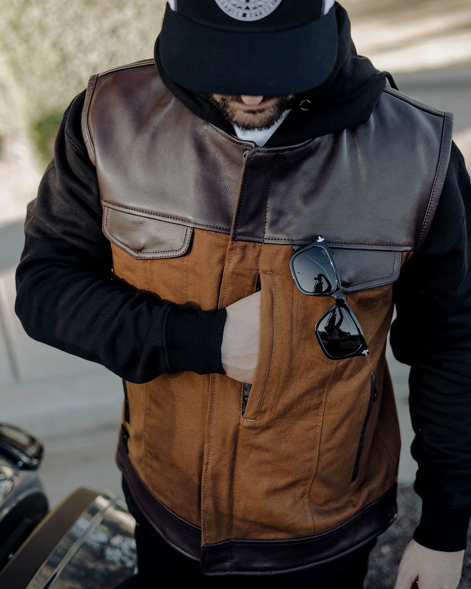 Jackson Leather & Canvas Vest - Brown 4 Jackson Leather & Canvas Vest - Brown