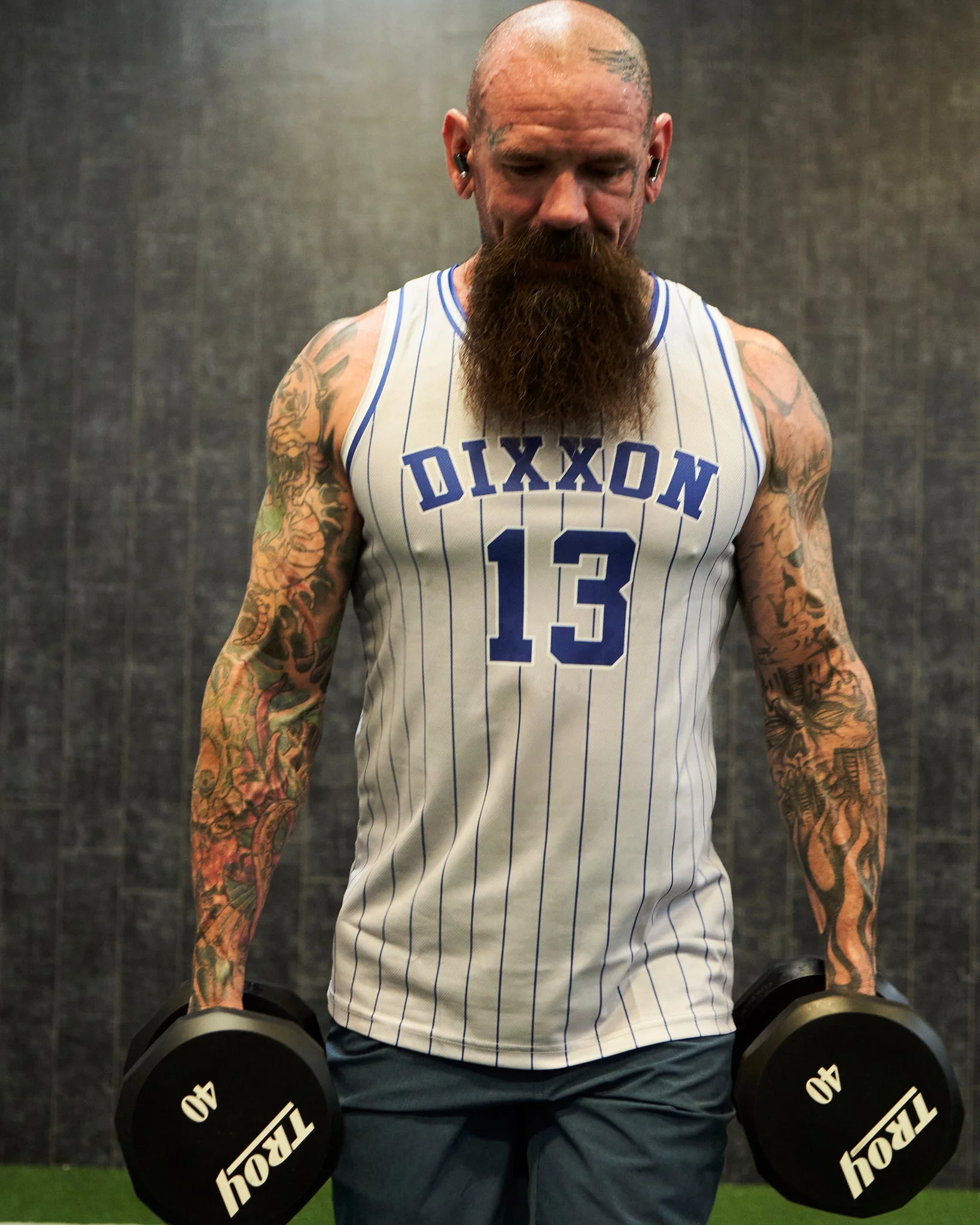 Pinstripe Jersey - Gray, Blue, & White