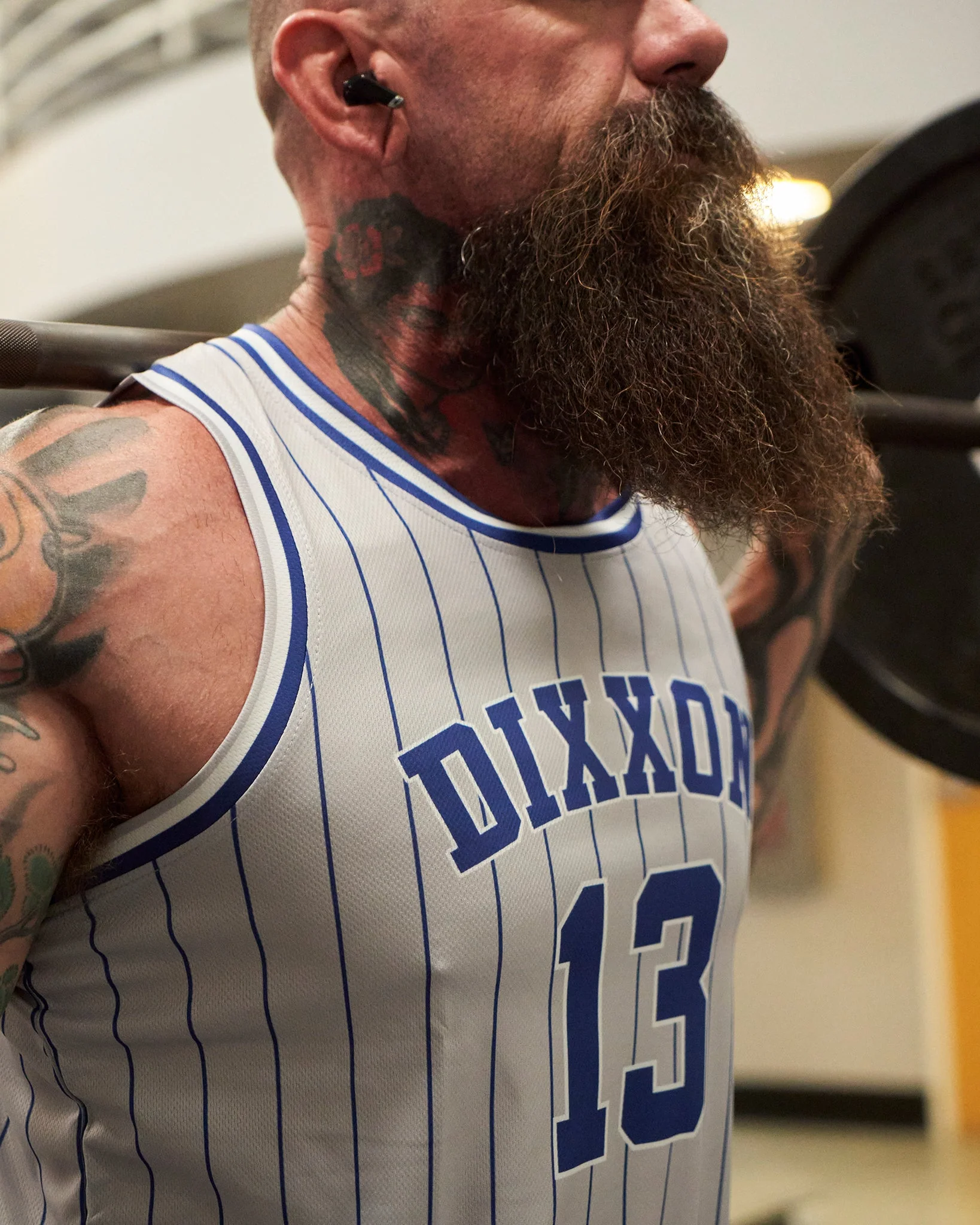 Pinstripe Jersey - Gray, Blue, & White 3 Pinstripe Jersey - Gray, Blue, & White