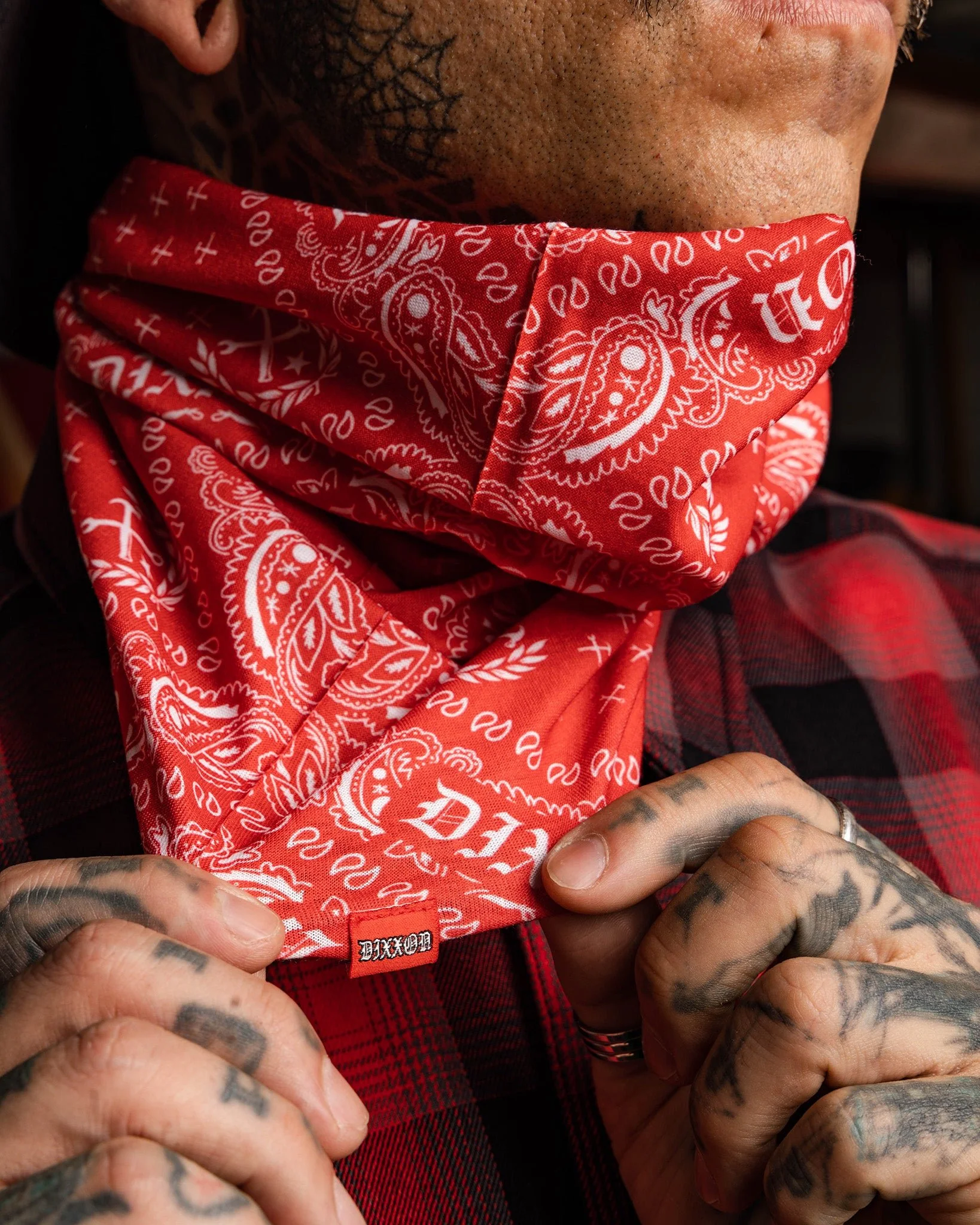 Bandana Neck Gaiter - Red & White