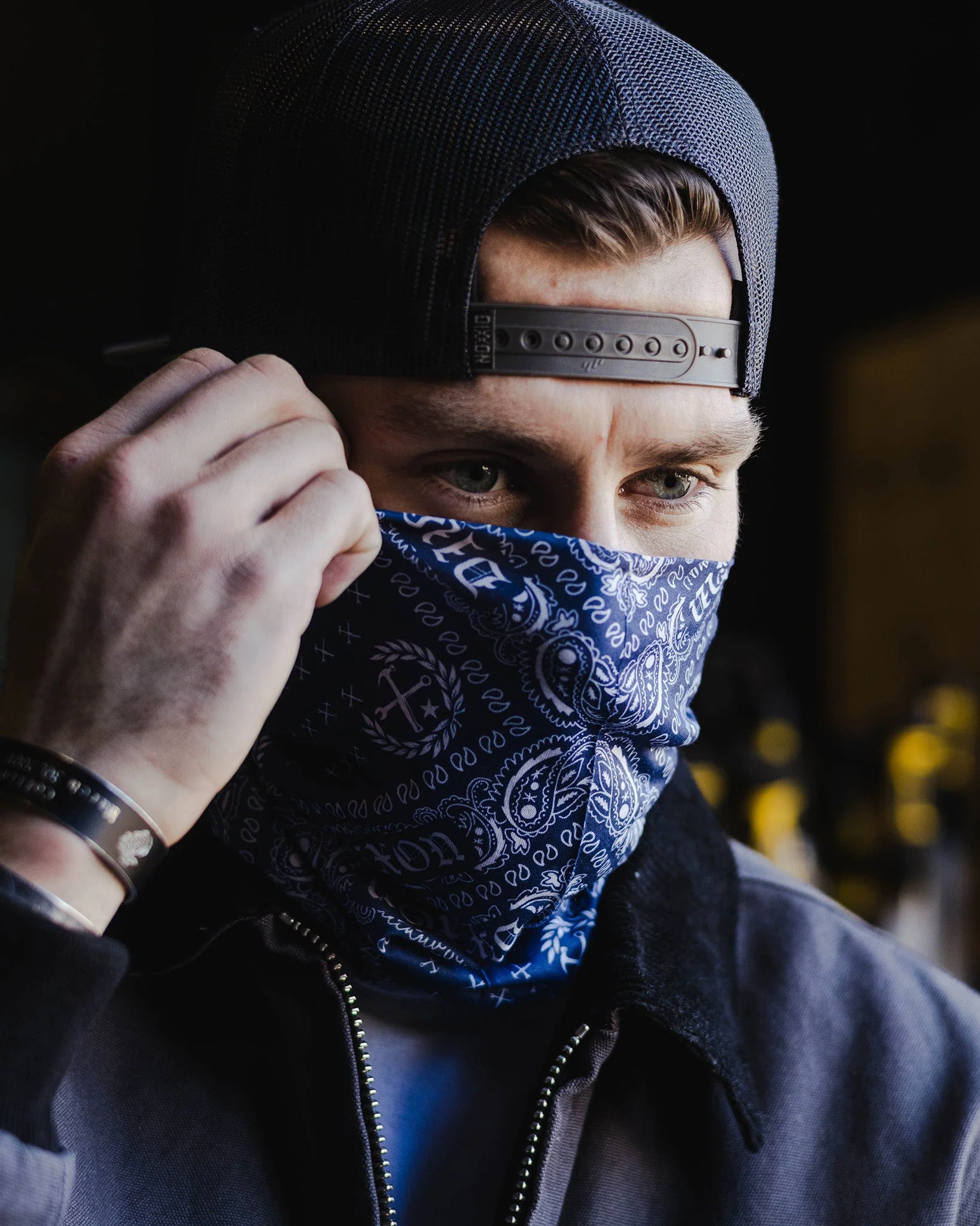 Bandana Neck Gaiter - Navy & White