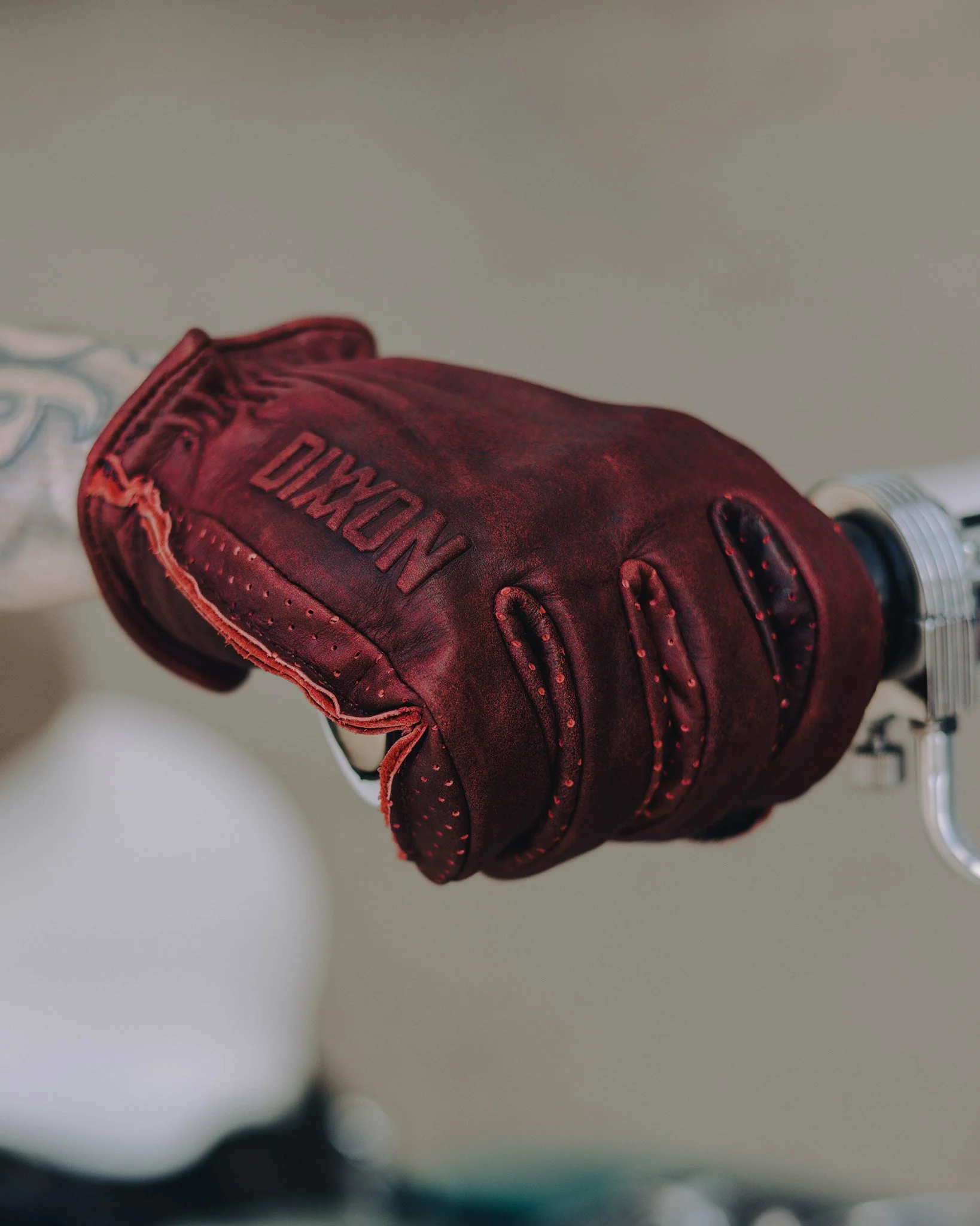 Roper Leather Moto Gloves - Oxblood
