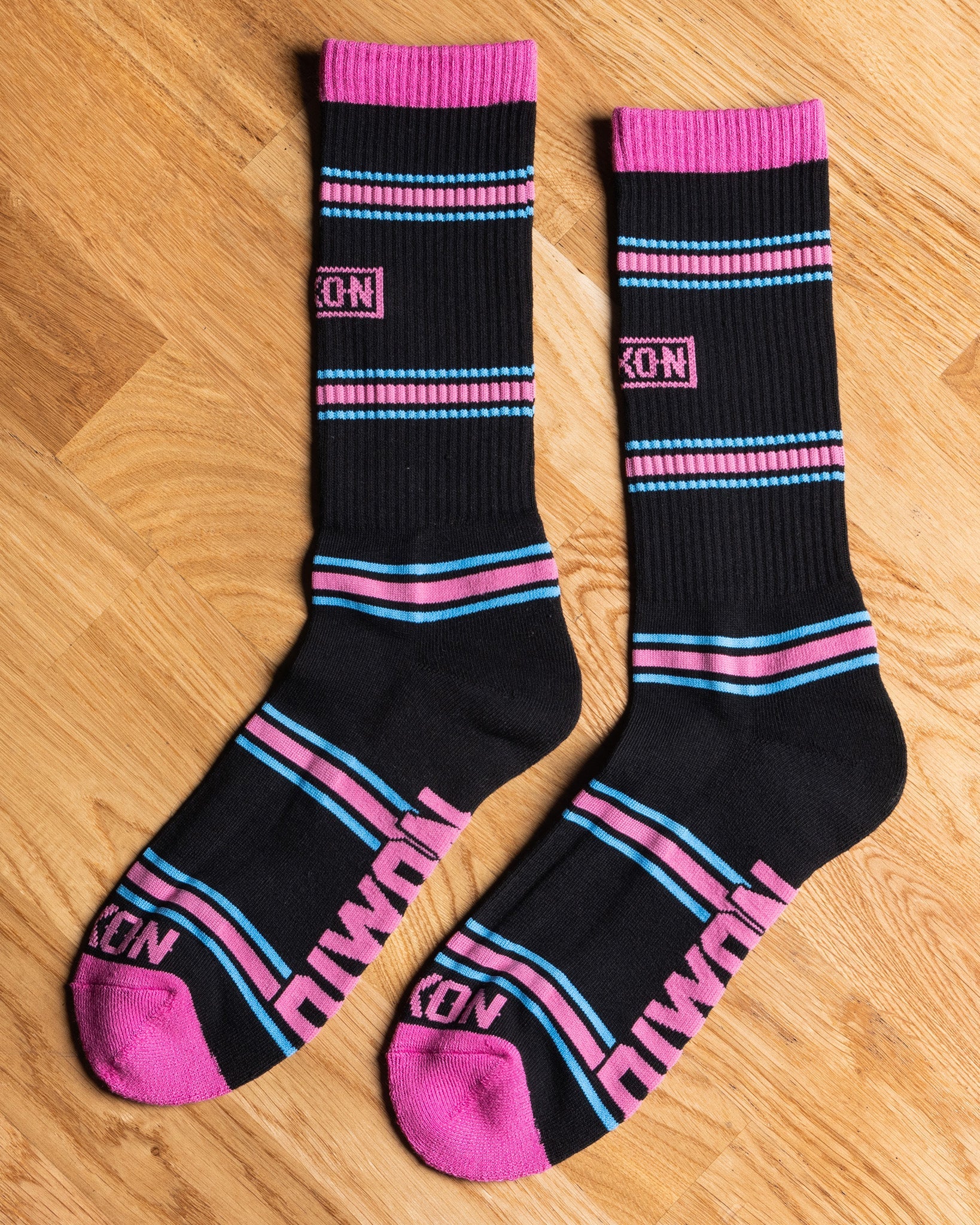 Prep Premium Crew Socks - Black & Pink