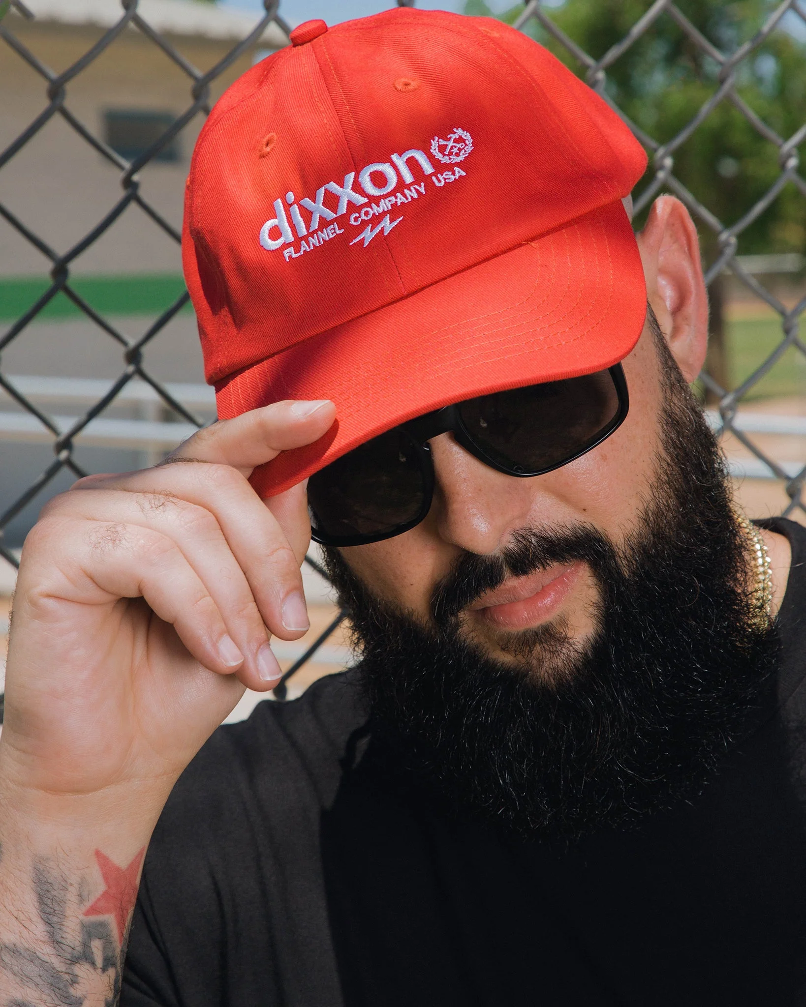 6-Panel Curved Bill Goods Hat - White & Red