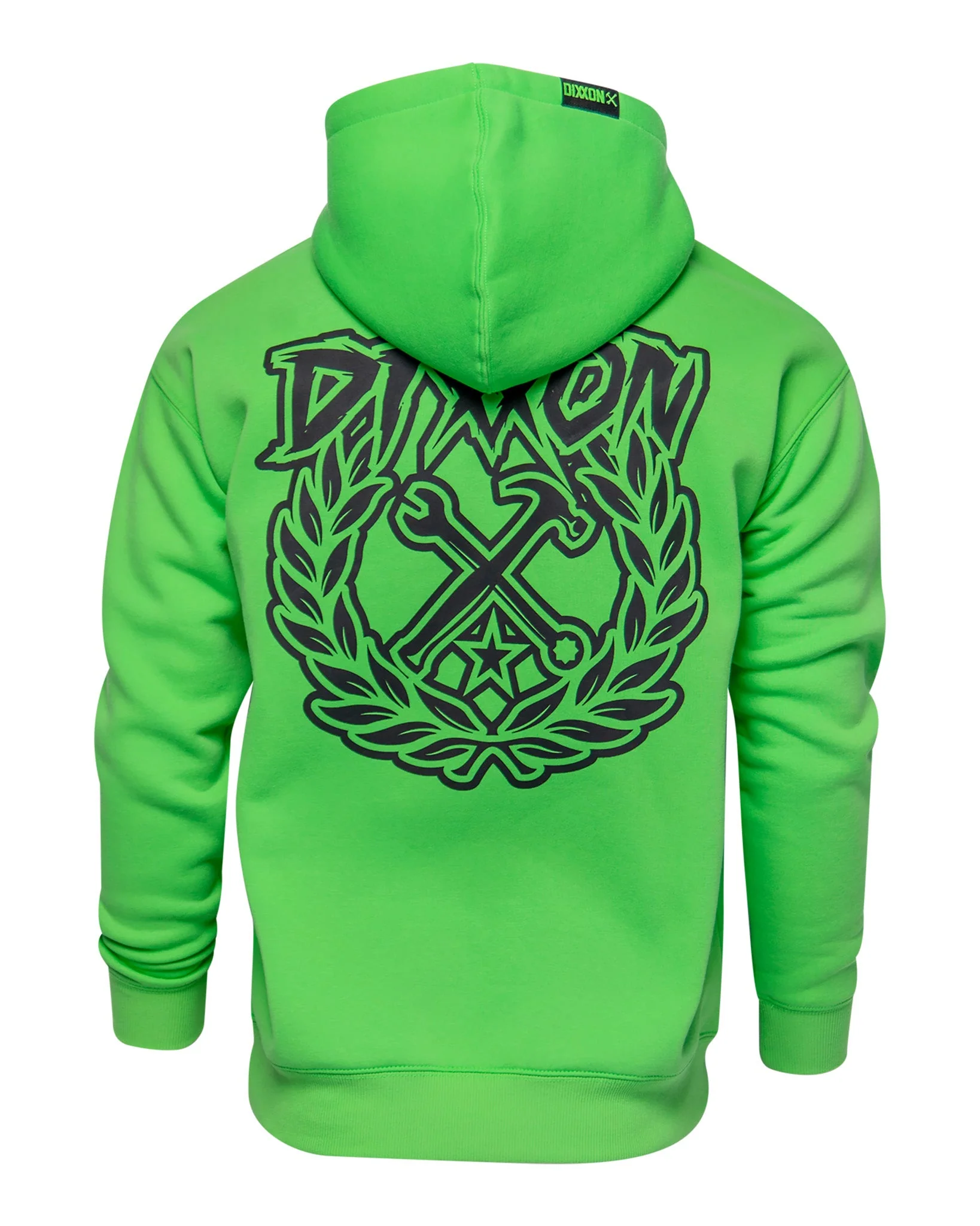 Black Party Crest Pullover Hoodie - Safety Green