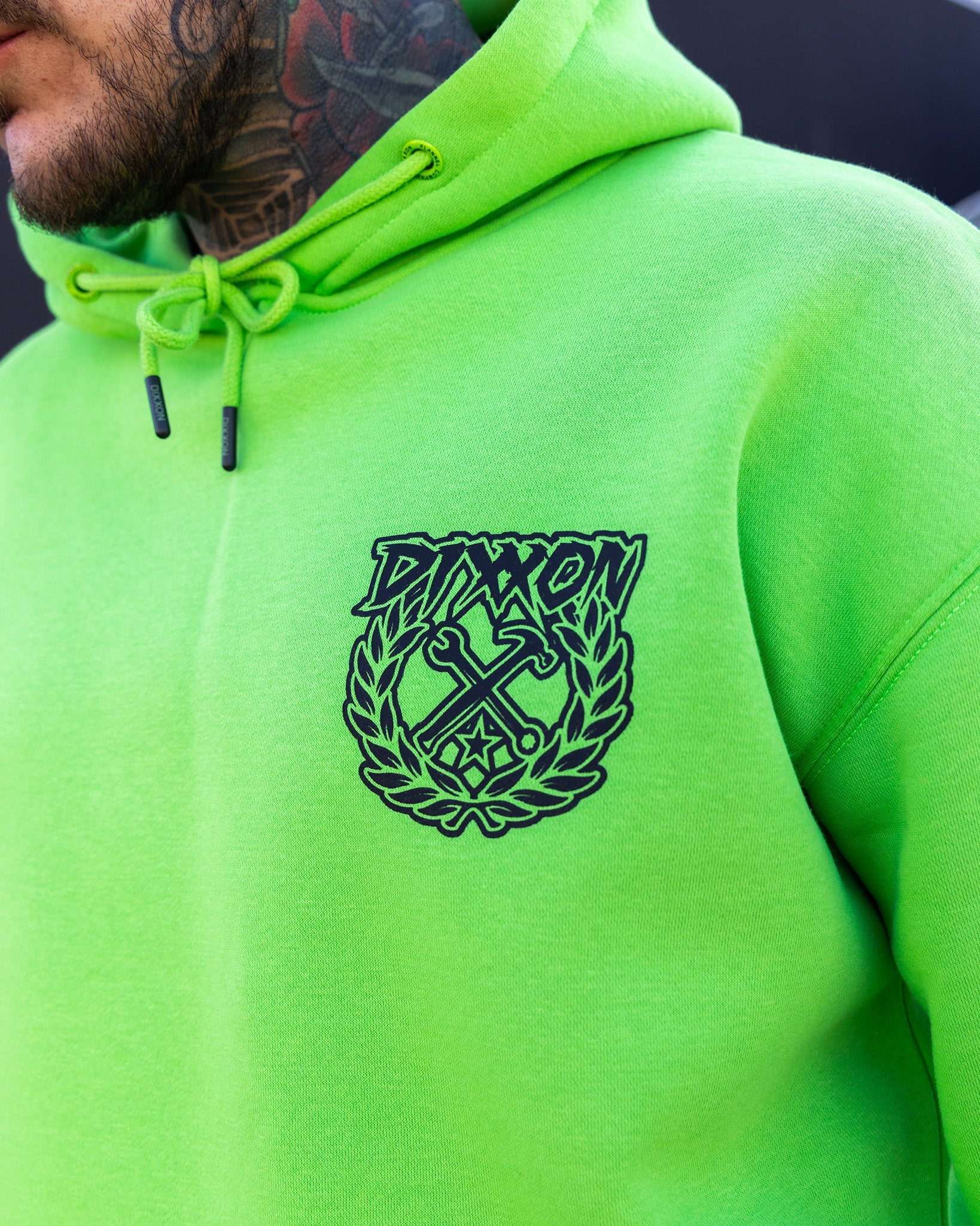 Black Party Crest Pullover Hoodie - Safety Green 5 Black Party Crest Pullover Hoodie - Safety Green