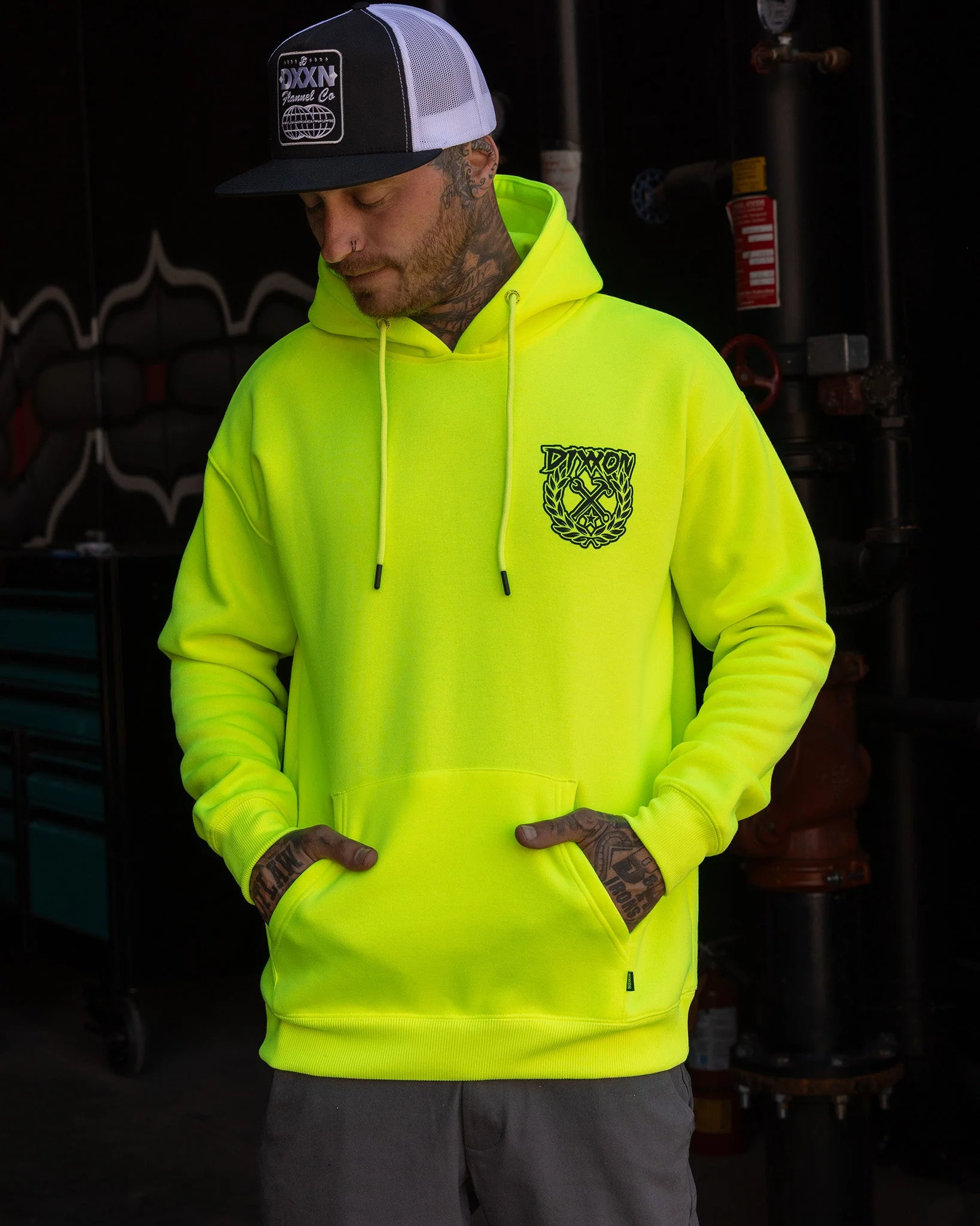 Black Party Crest Pullover Hoodie - Safety Yellow 4 Black Party Crest Pullover Hoodie - Safety Yellow