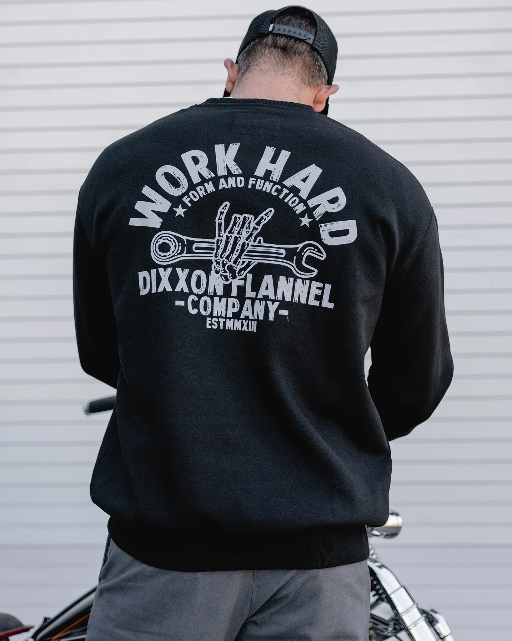 Gray Skeleton Wrench Crewneck Sweatshirt - Black