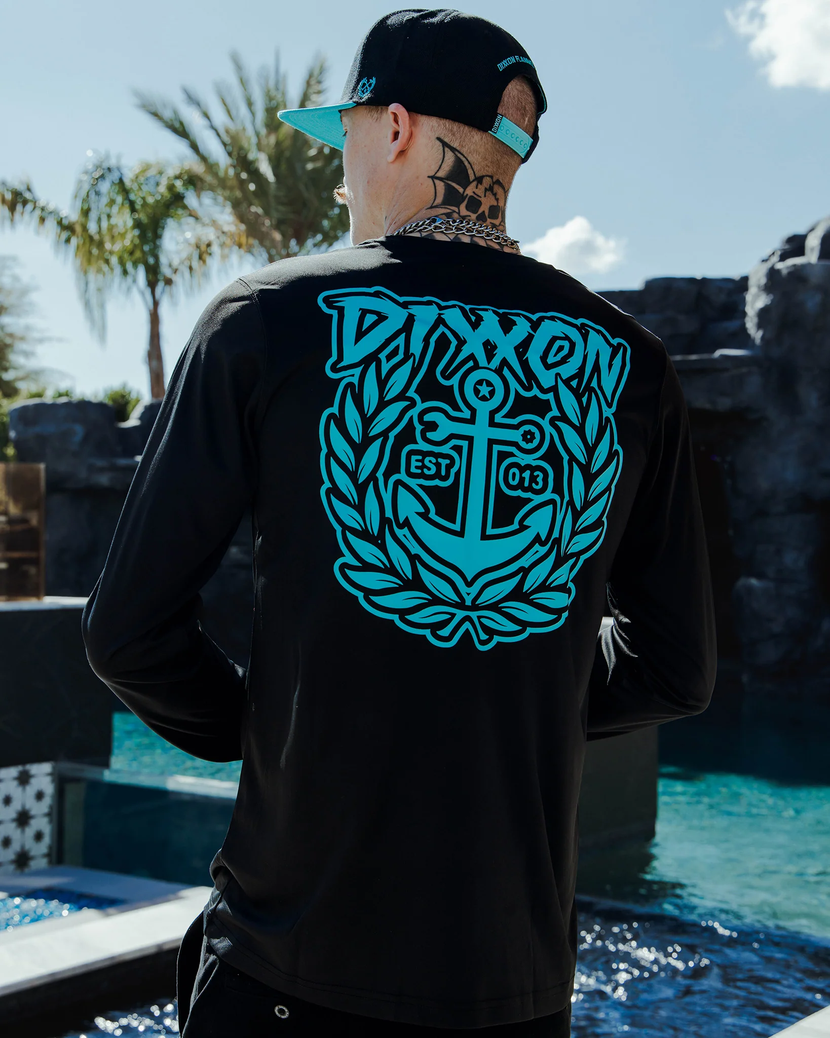 Aqua Salty Crest UV Long Sleeve T-Shirt - Black