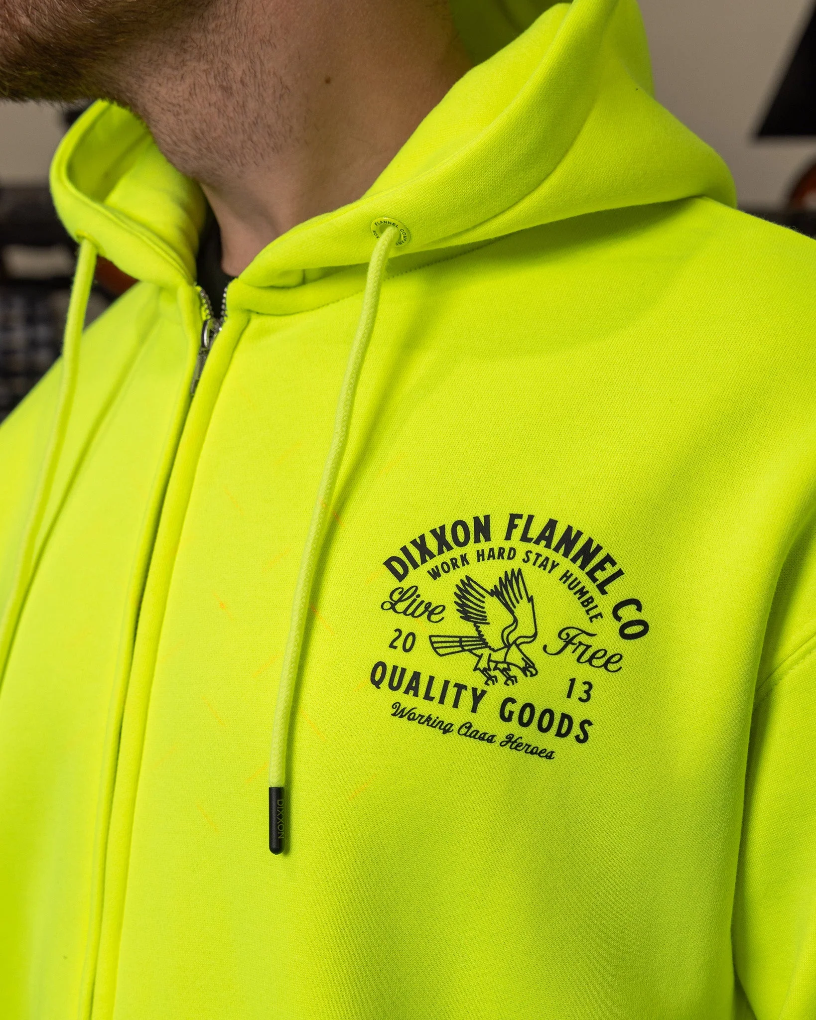 Black Quality Goods Zip Up Hoodie - Safety Yellow 6 Black Quality Goods Zip Up Hoodie - Safety Yellow