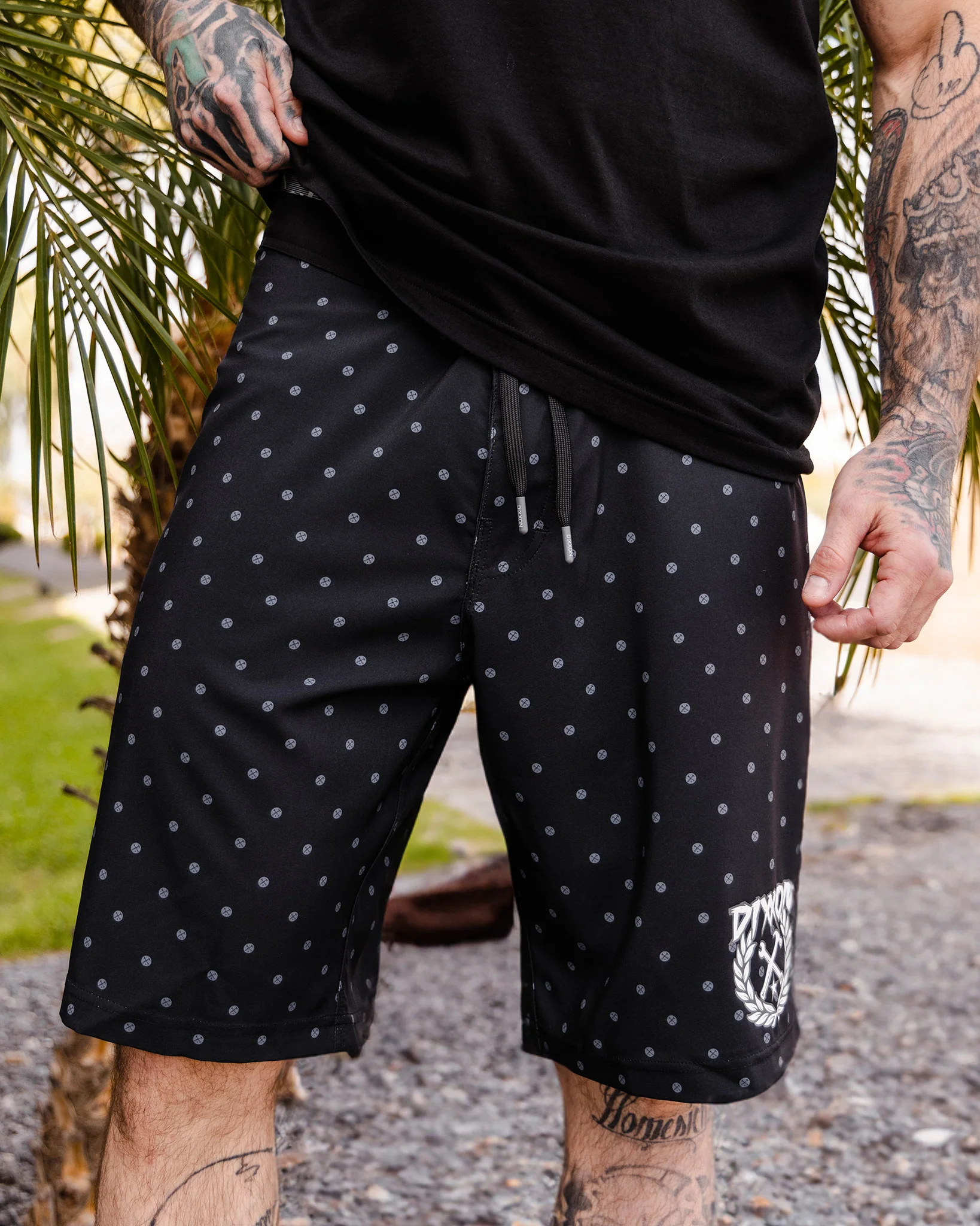 Black & Gray Polkacide Boardshorts