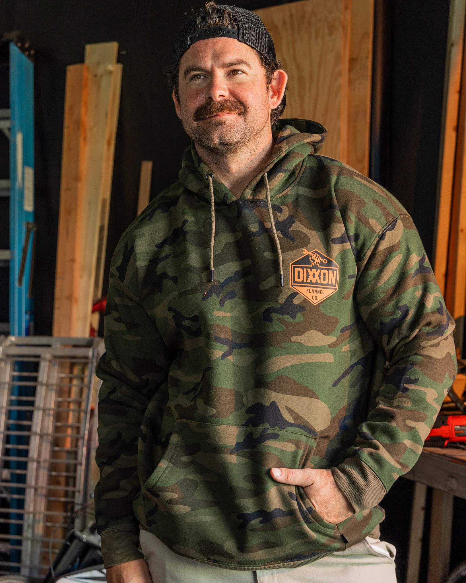 Black & Orange Working Class Logo Pullover Hoodie - Green Camo 5 Black & Orange Working Class Logo Pullover Hoodie - Green Camo