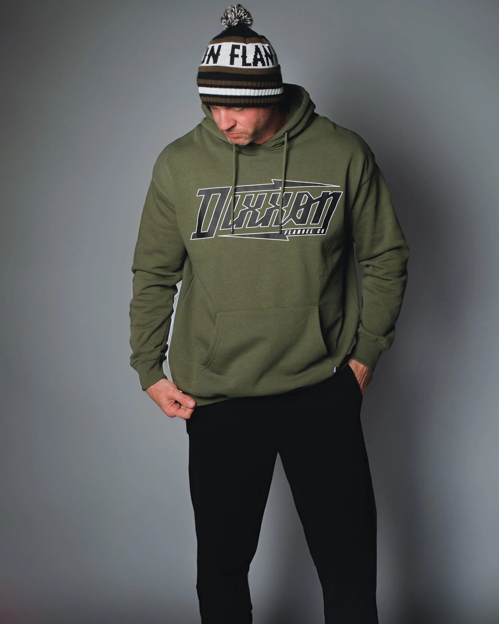 Black Bolt Pullover Hoodie - O.D. Green