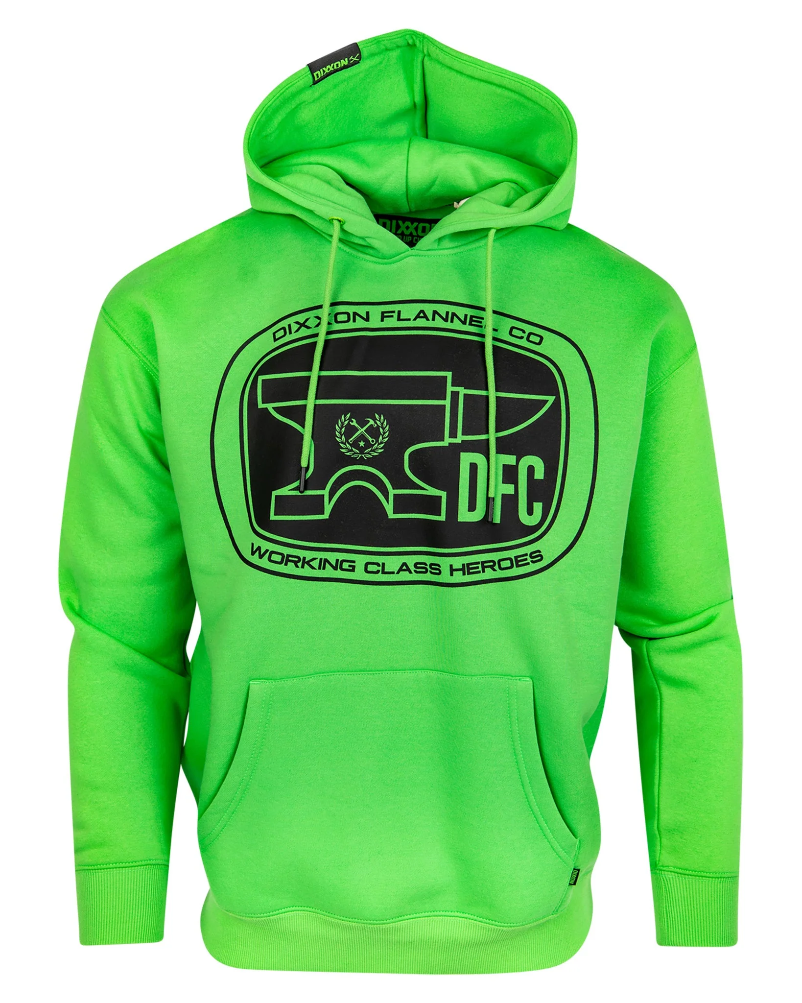 Black Checkpoint Pullover Hoodie - Safety Green