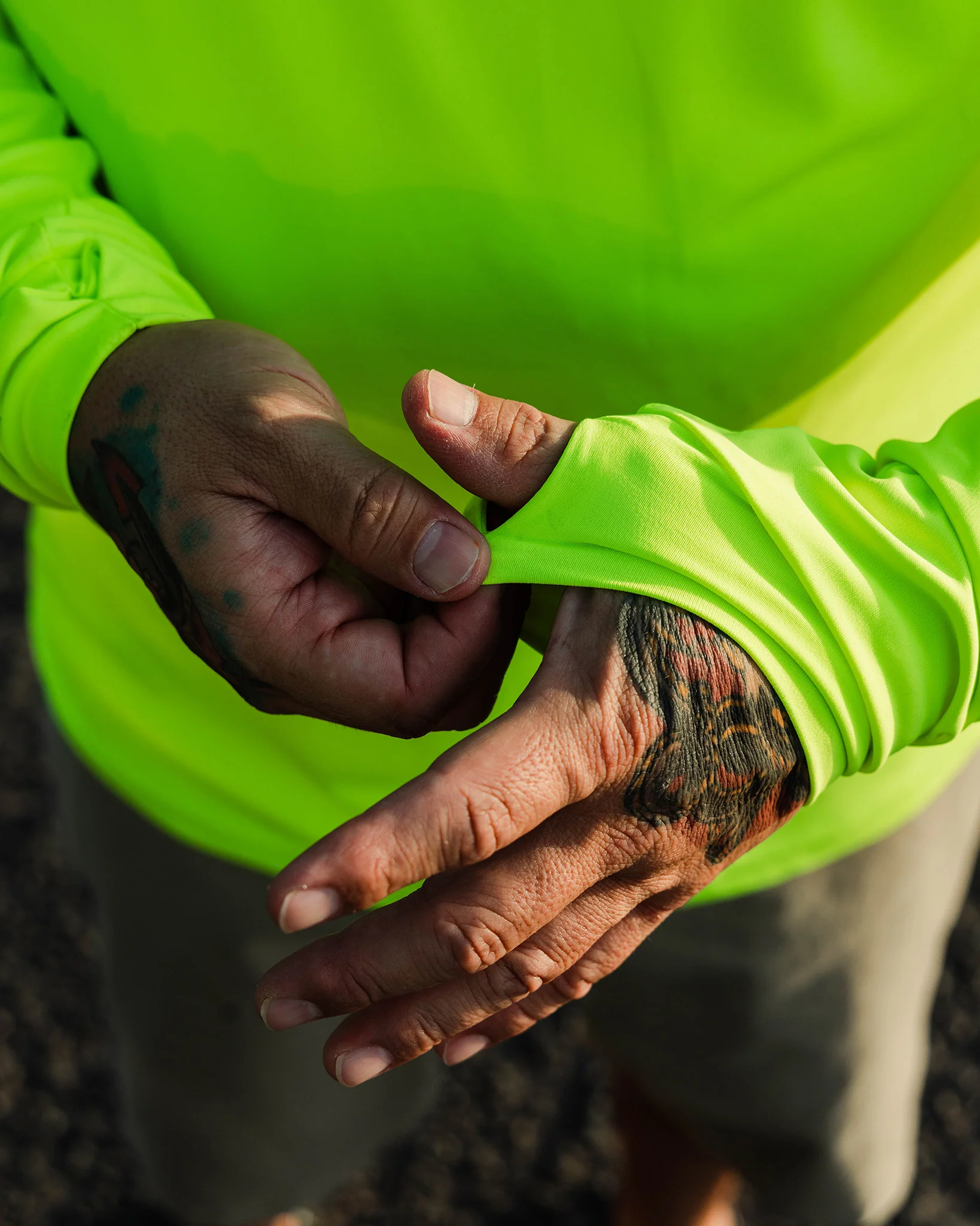 Black Crested UV Long Sleeve - Safety Yellow