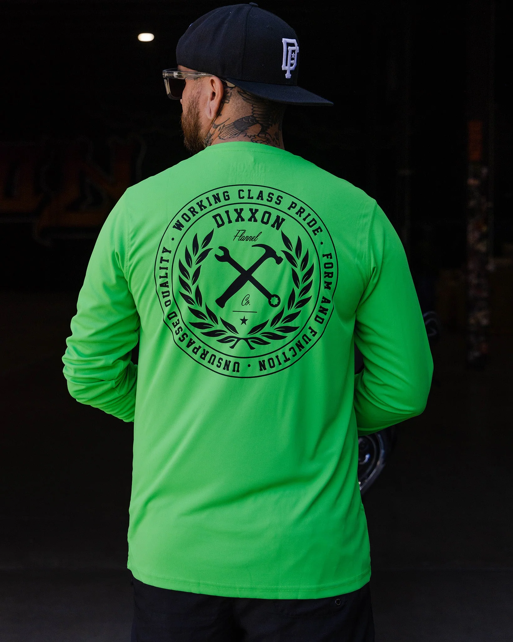 Black Crested UV Long Sleeve T-Shirt - Safety Green