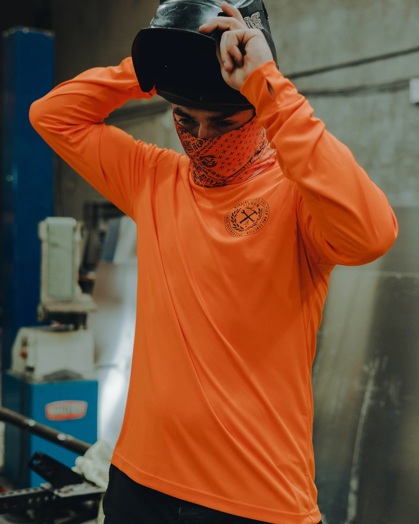 Black Crested UV Long Sleeve T-Shirt - Safety Orange 3 Black Crested UV Long Sleeve T-Shirt - Safety Orange