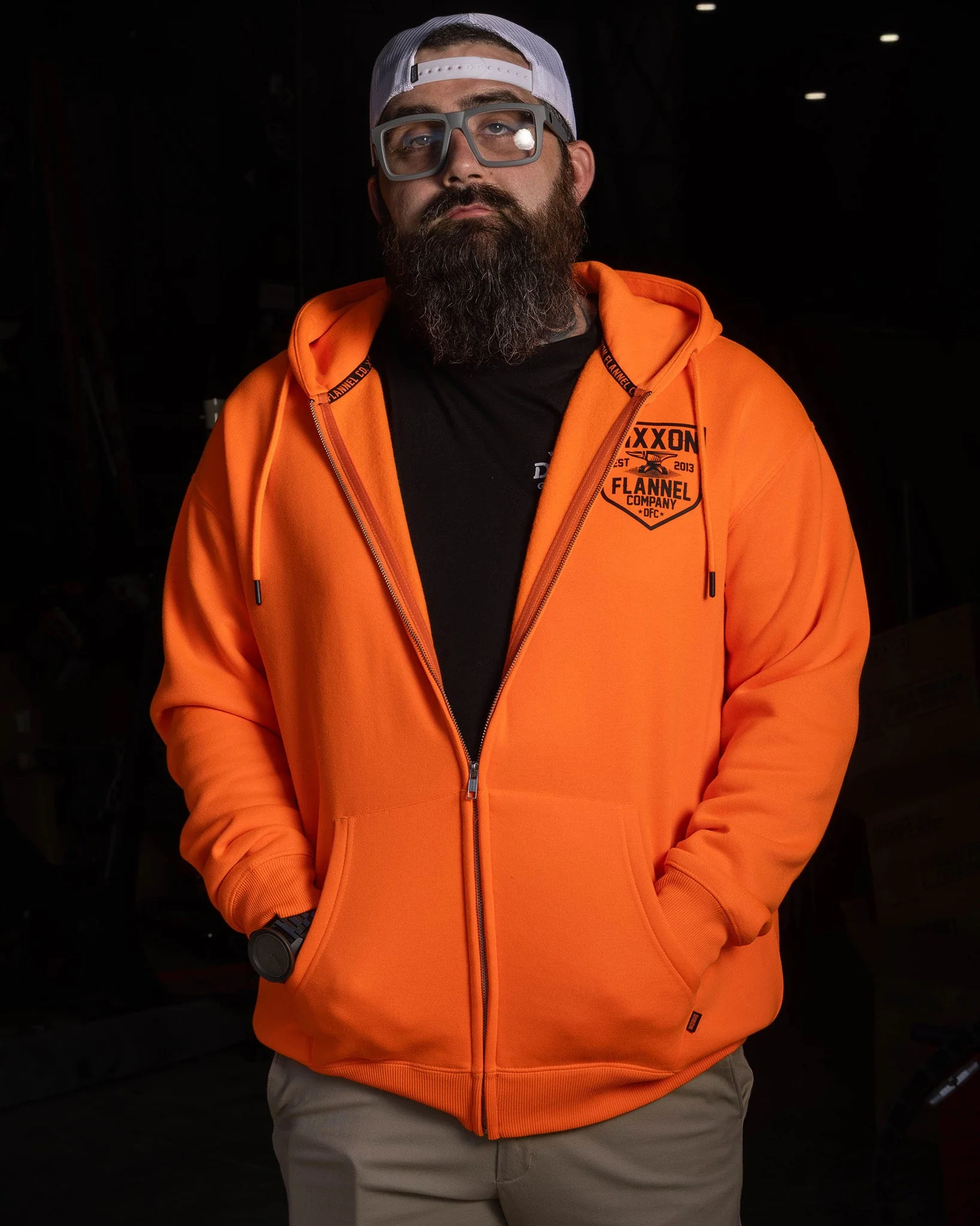 Black DFC Shield Zip Up Hoodie - Safety Orange 4 Black DFC Shield Zip Up Hoodie - Safety Orange