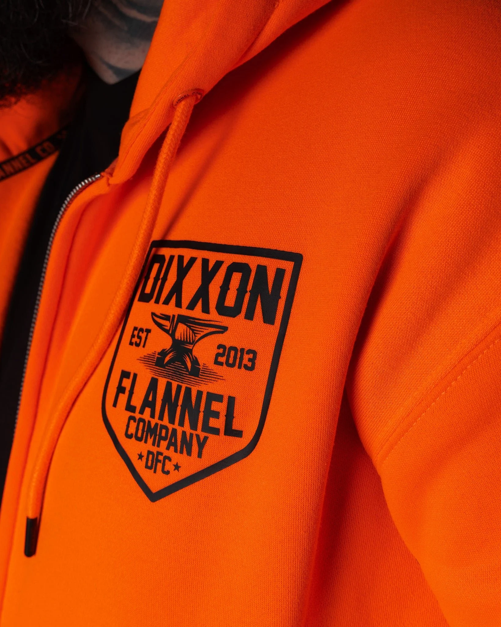 Black DFC Shield Zip Up Hoodie - Safety Orange 5 Black DFC Shield Zip Up Hoodie - Safety Orange