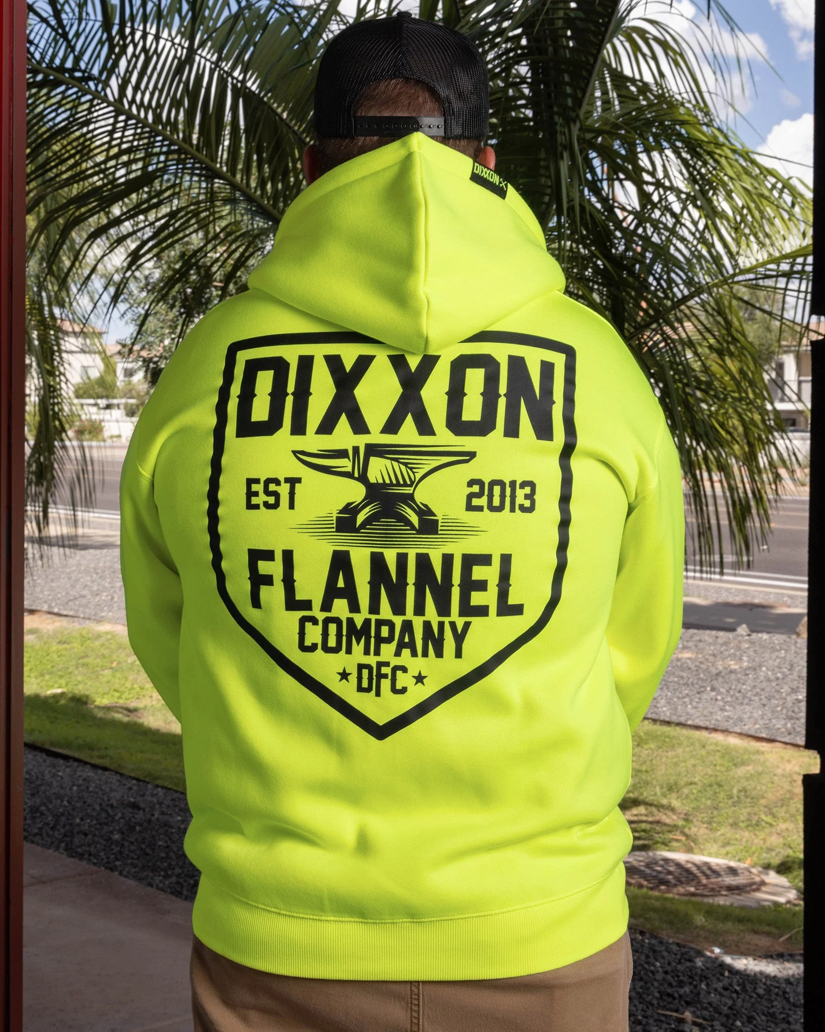 Black DFC Shield Zip Up Hoodie - Safety Yellow
