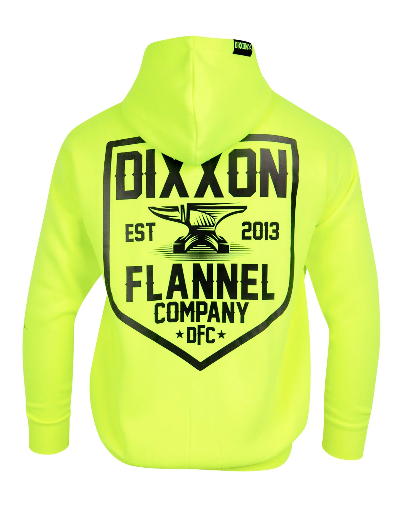 Black DFC Shield Zip Up Hoodie - Safety Yellow