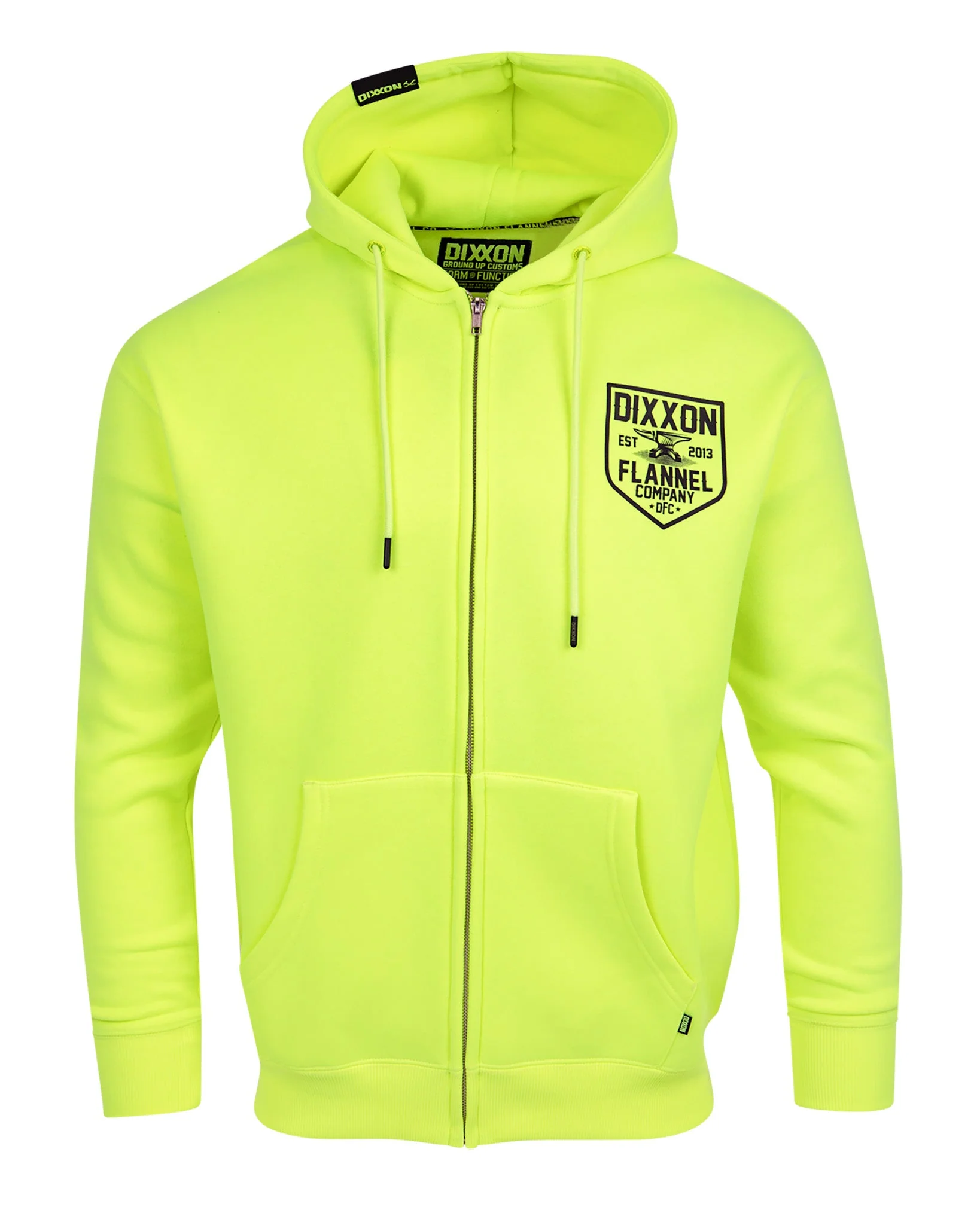 Black DFC Shield Zip Up Hoodie - Safety Yellow 3 Black DFC Shield Zip Up Hoodie - Safety Yellow