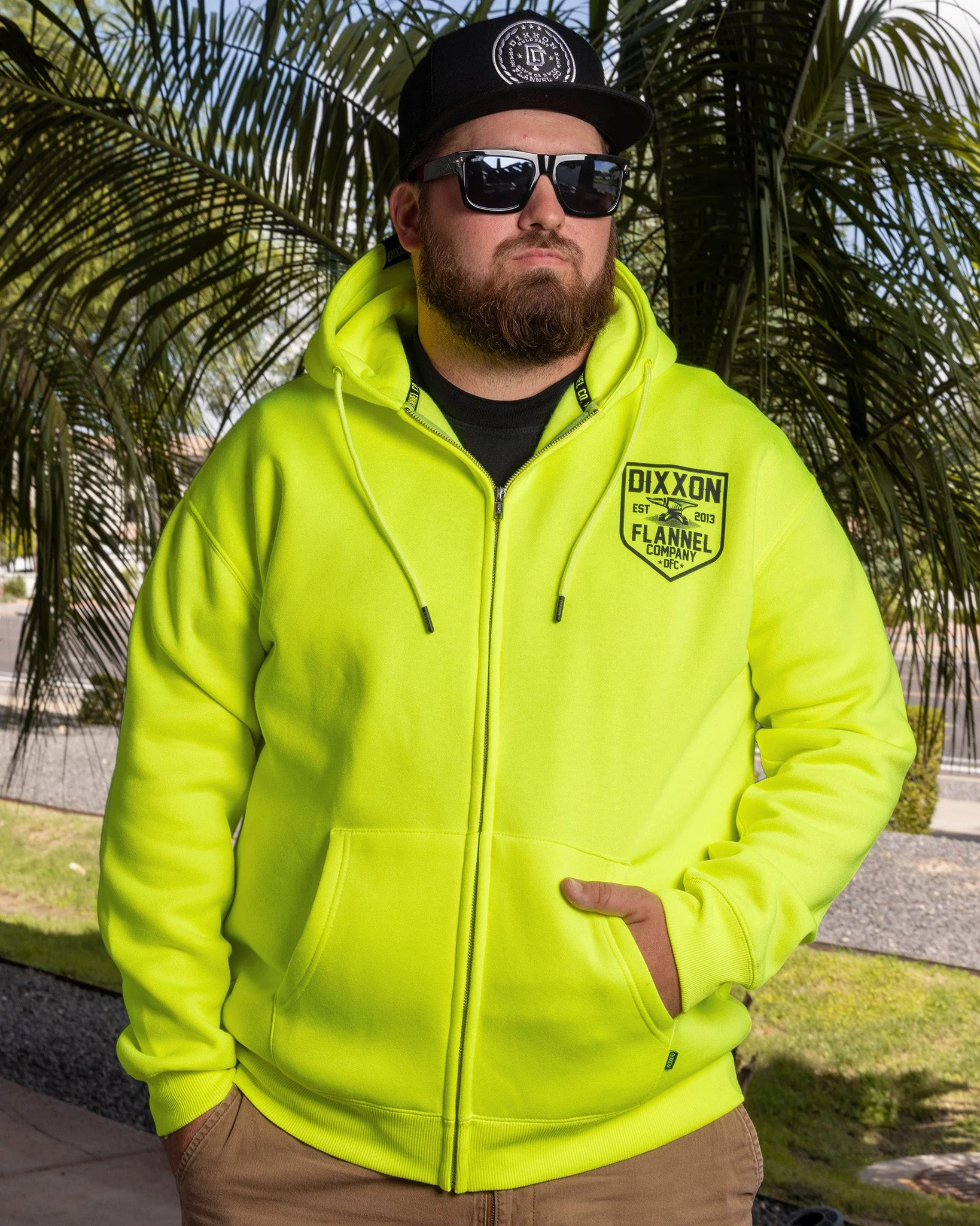 Black DFC Shield Zip Up Hoodie - Safety Yellow 4 Black DFC Shield Zip Up Hoodie - Safety Yellow
