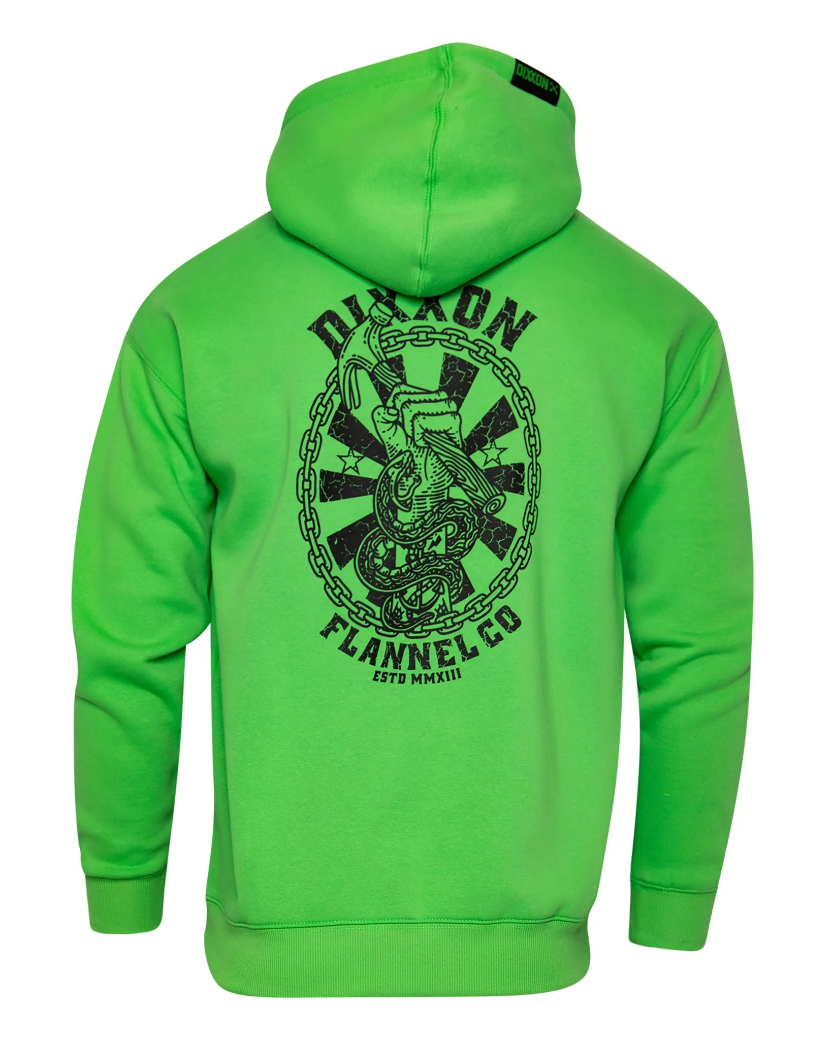 Black Hammersnake Pullover Hoodie - Safety Green