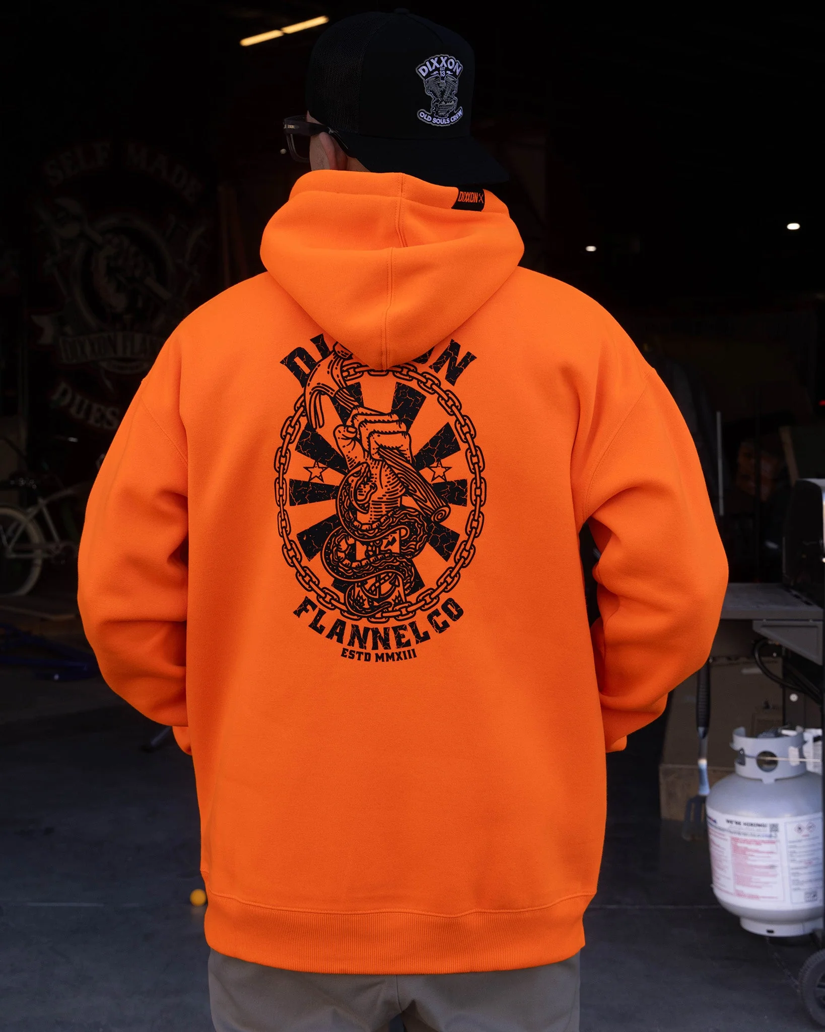 Black Hammersnake Pullover Hoodie - Safety Orange