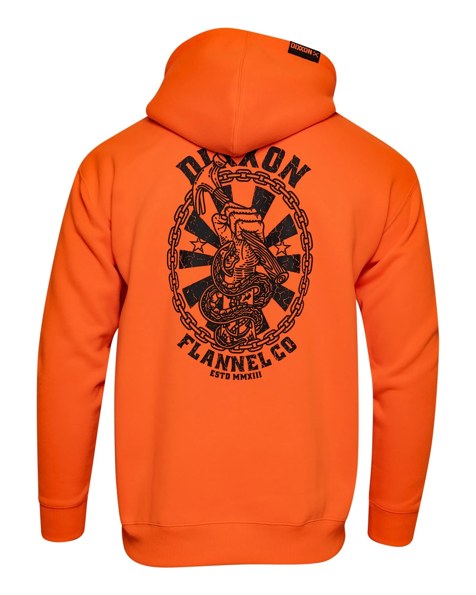 Black Hammersnake Pullover Hoodie - Safety Orange