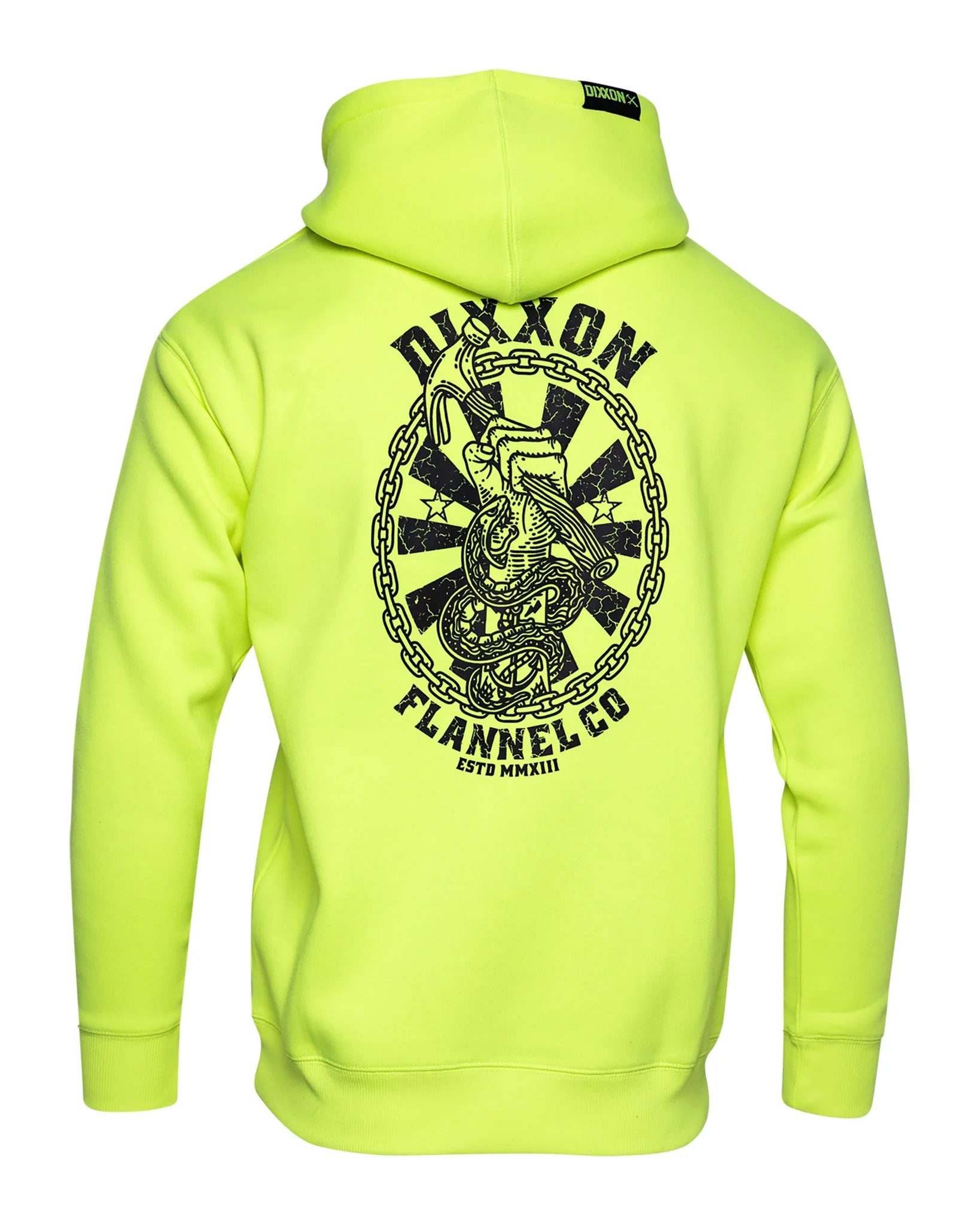 Black Hammersnake Pullover Hoodie - Safety Yellow