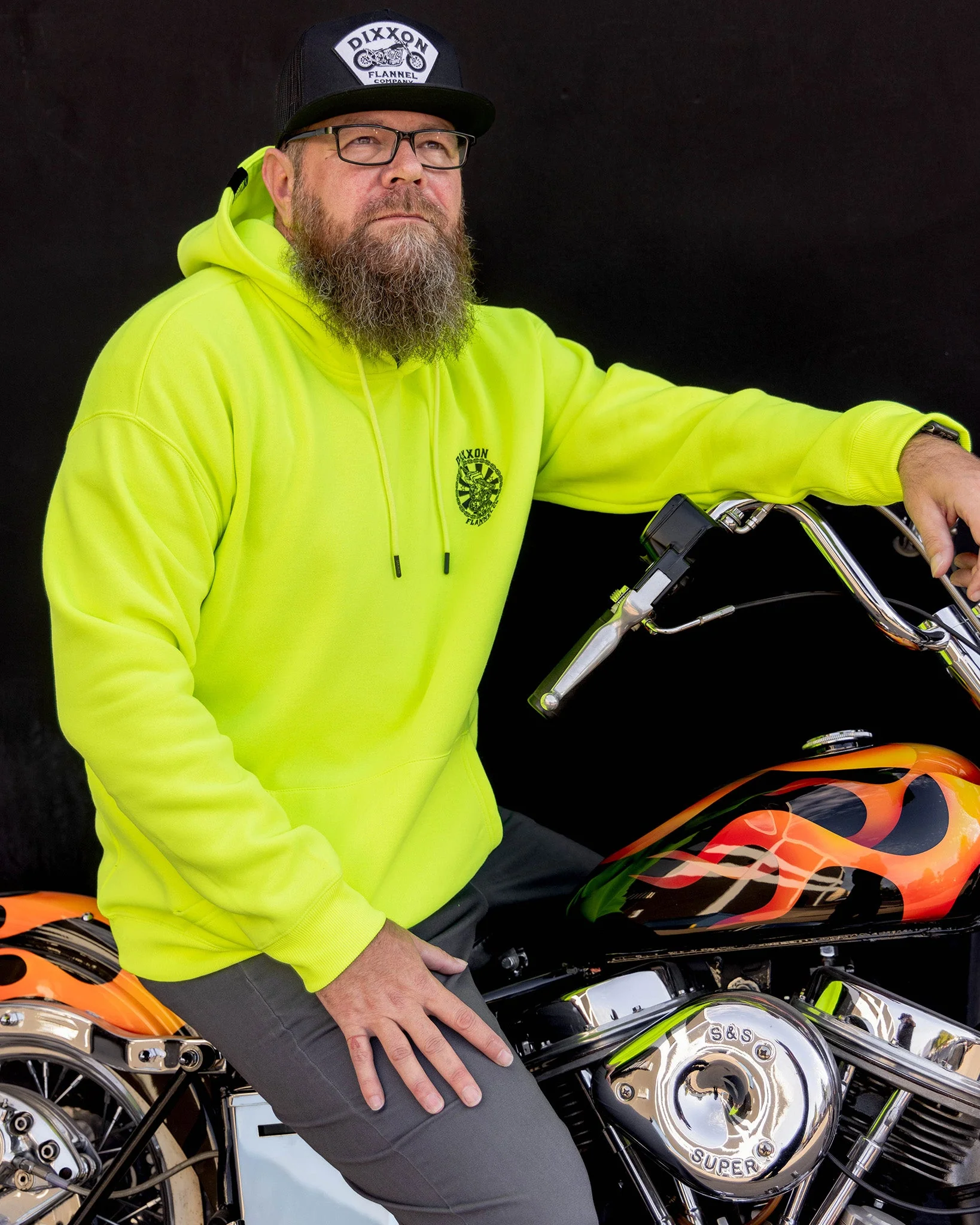 Black Hammersnake Pullover Hoodie - Safety Yellow