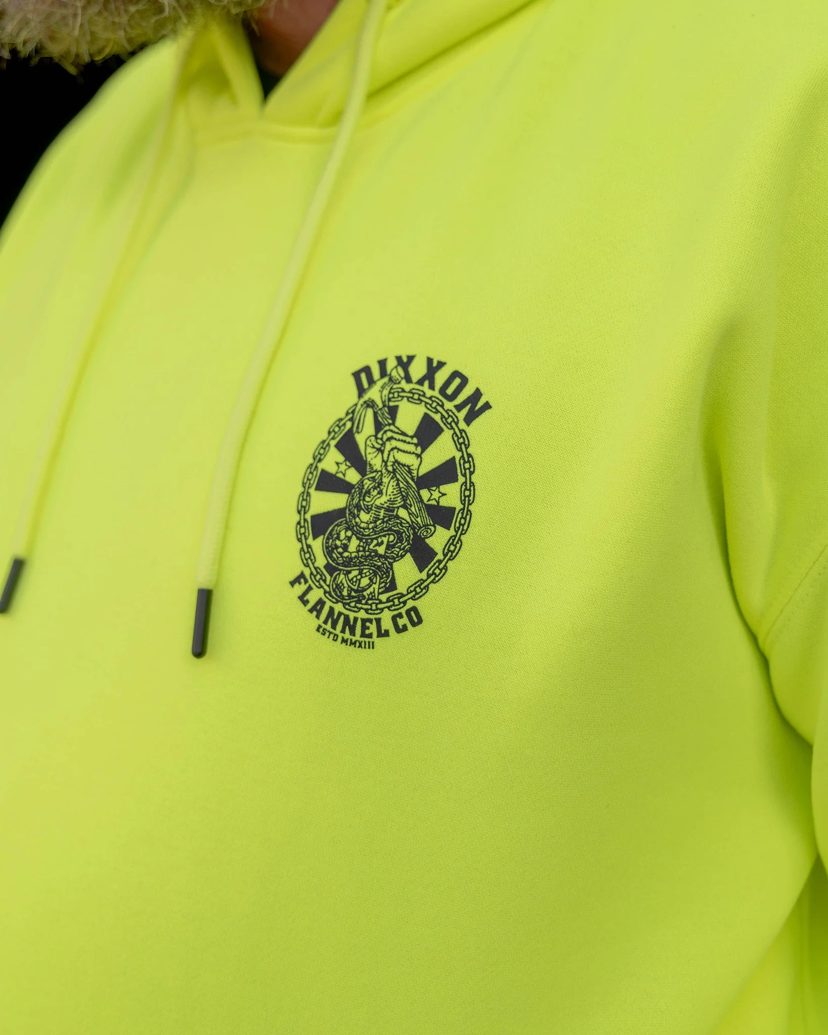 Black Hammersnake Pullover Hoodie - Safety Yellow