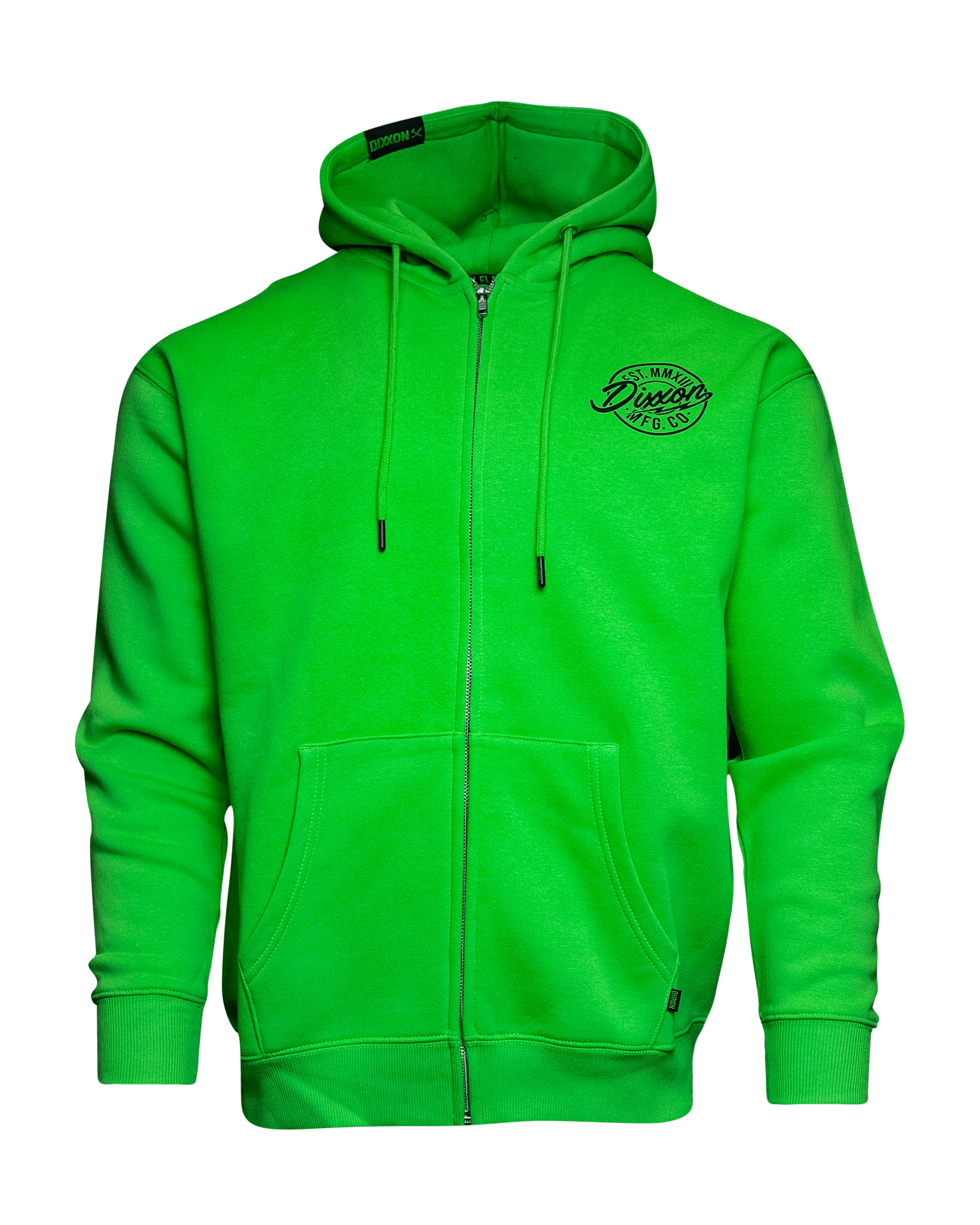 Black MFG Badge Zip Up Hoodie - Safety Green 3 Black MFG Badge Zip Up Hoodie - Safety Green