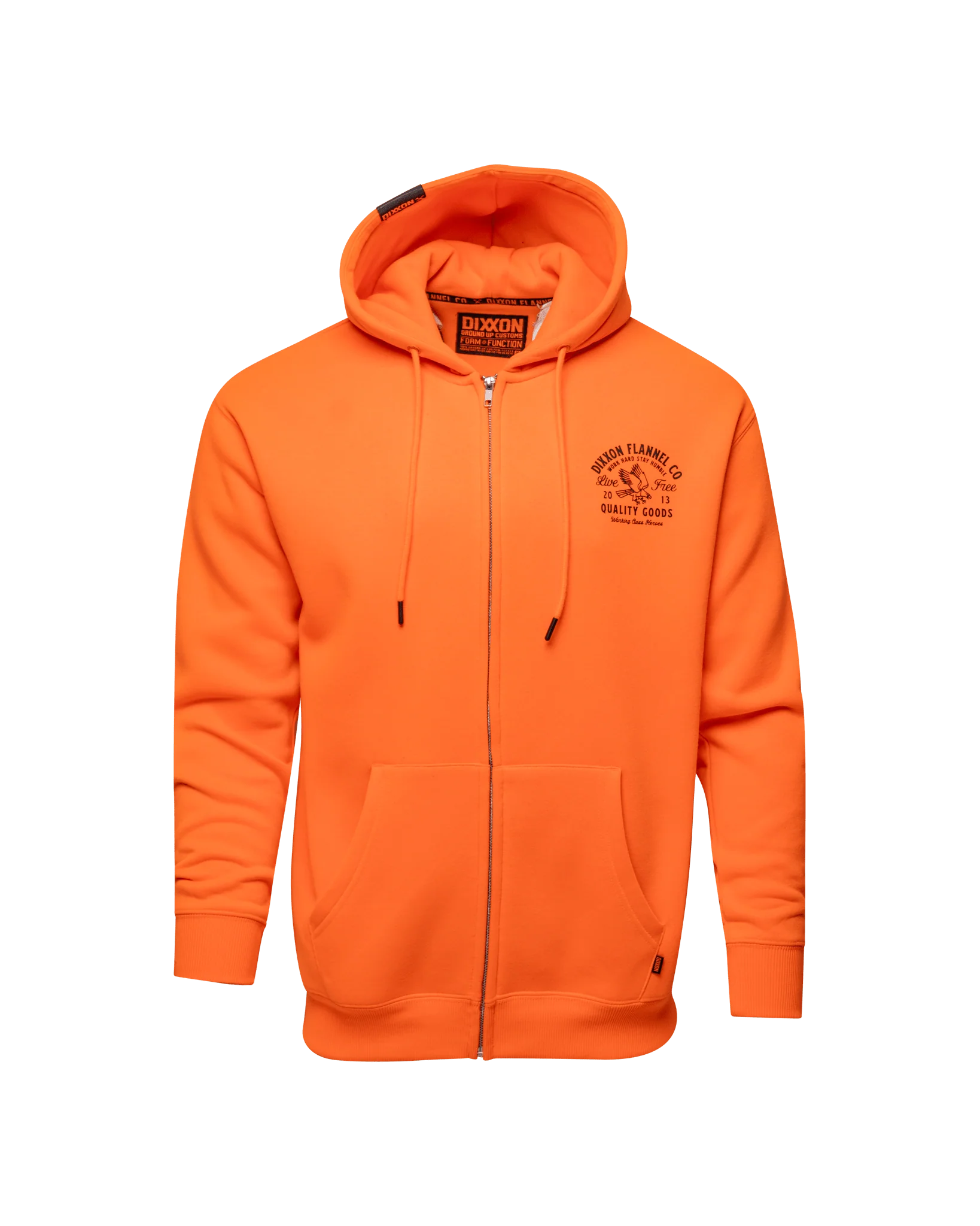 Black Quality Goods Zip Up Hoodie - Safety Orange