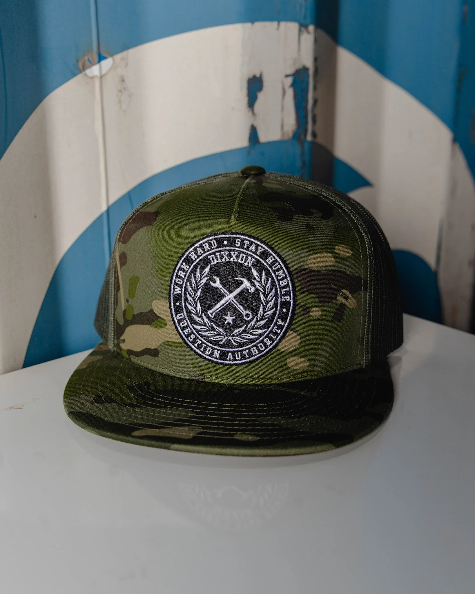 Crested Flat Bill Trucker Snapback - Black & White 4 Crested Flat Bill Trucker Snapback - Black & White