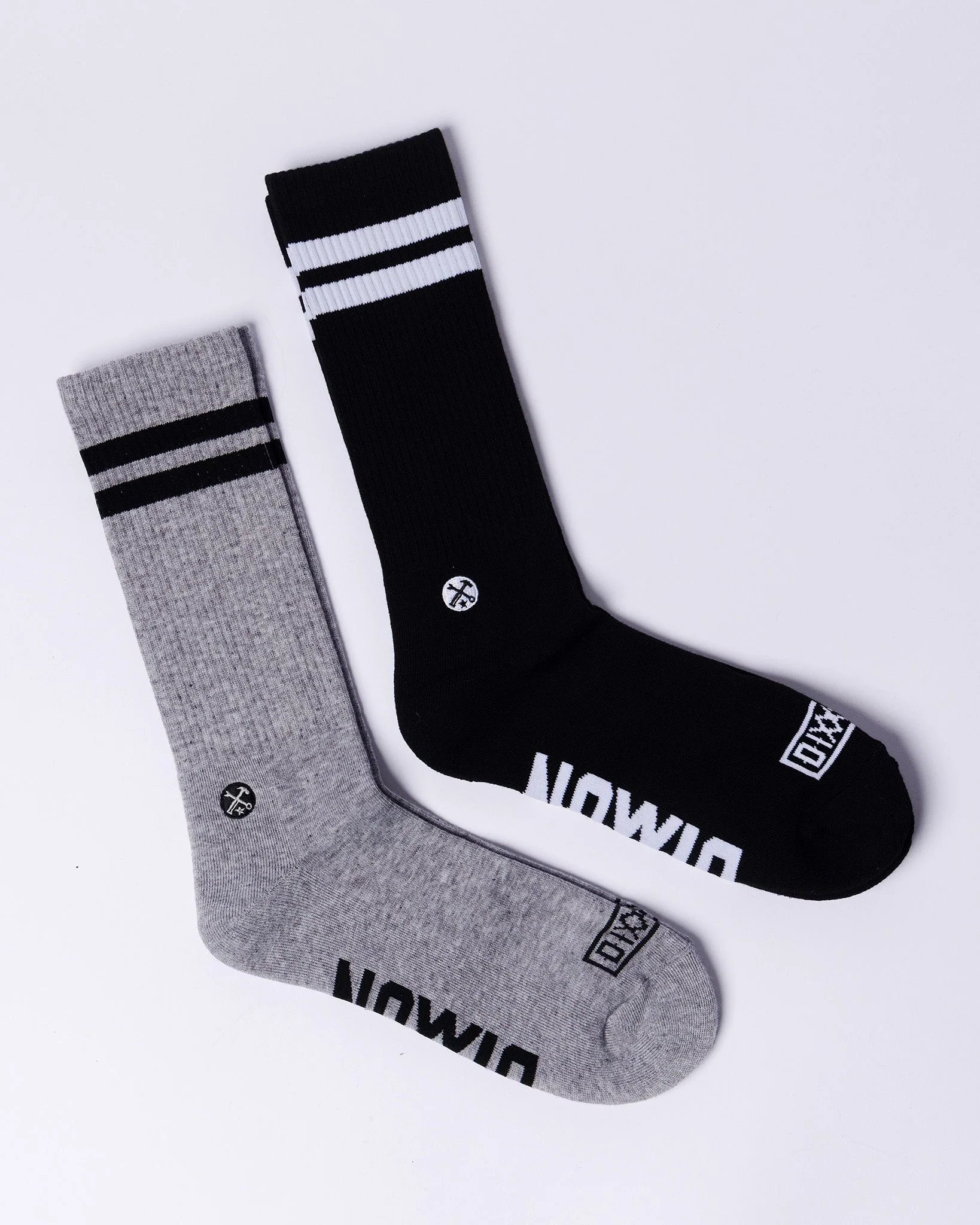 2pk Premium Crew Socks - Black & Gray