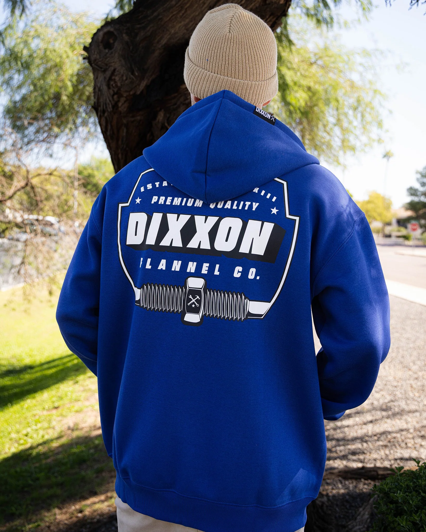 Black & White Grille Zip Up Hoodie - Blue