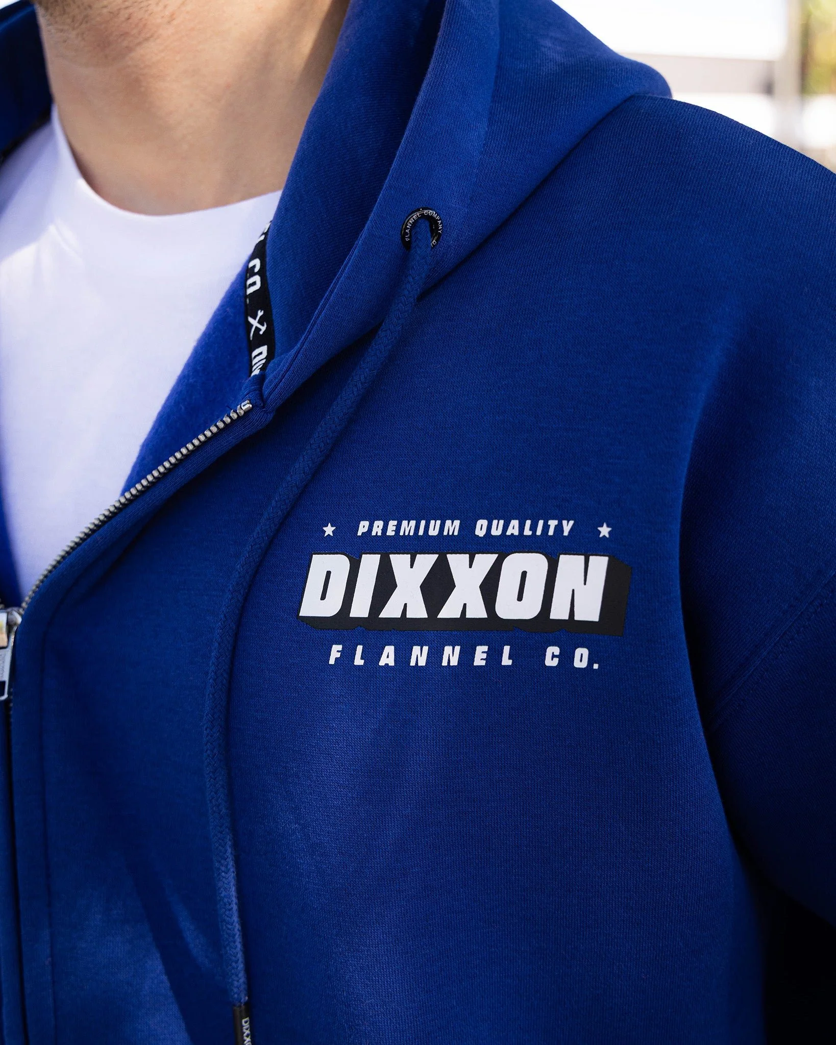 Black & White Grille Zip Up Hoodie - Blue 4 Black & White Grille Zip Up Hoodie - Blue